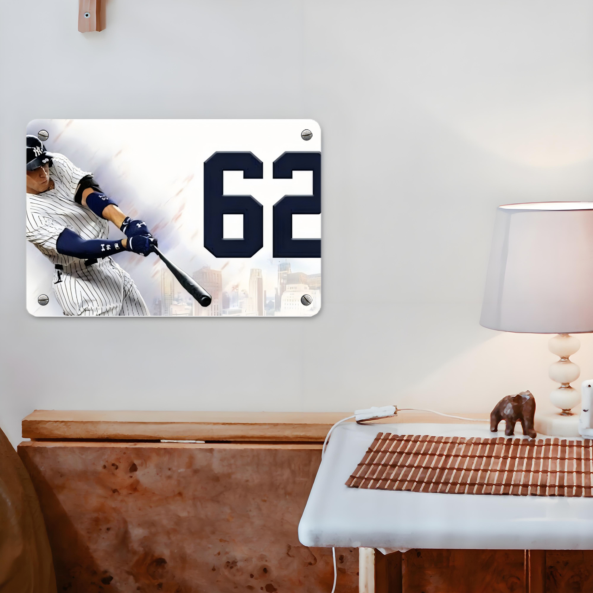 Aaron Judge 62 Home Runs Metal Tin Sign 12x8inch - Premium Full-Print Decorative Wall Art, Durable Rust-Resistant Metal Plaque For Living Room, Bedroom, Kitchen, Office, Bar Décor