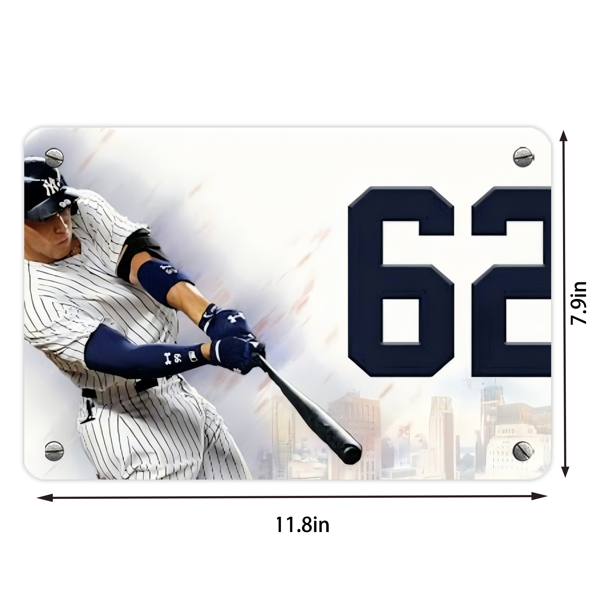 Aaron Judge 62 Home Runs Metal Tin Sign 12x8inch - Premium Full-Print Decorative Wall Art, Durable Rust-Resistant Metal Plaque For Living Room, Bedroom, Kitchen, Office, Bar Décor