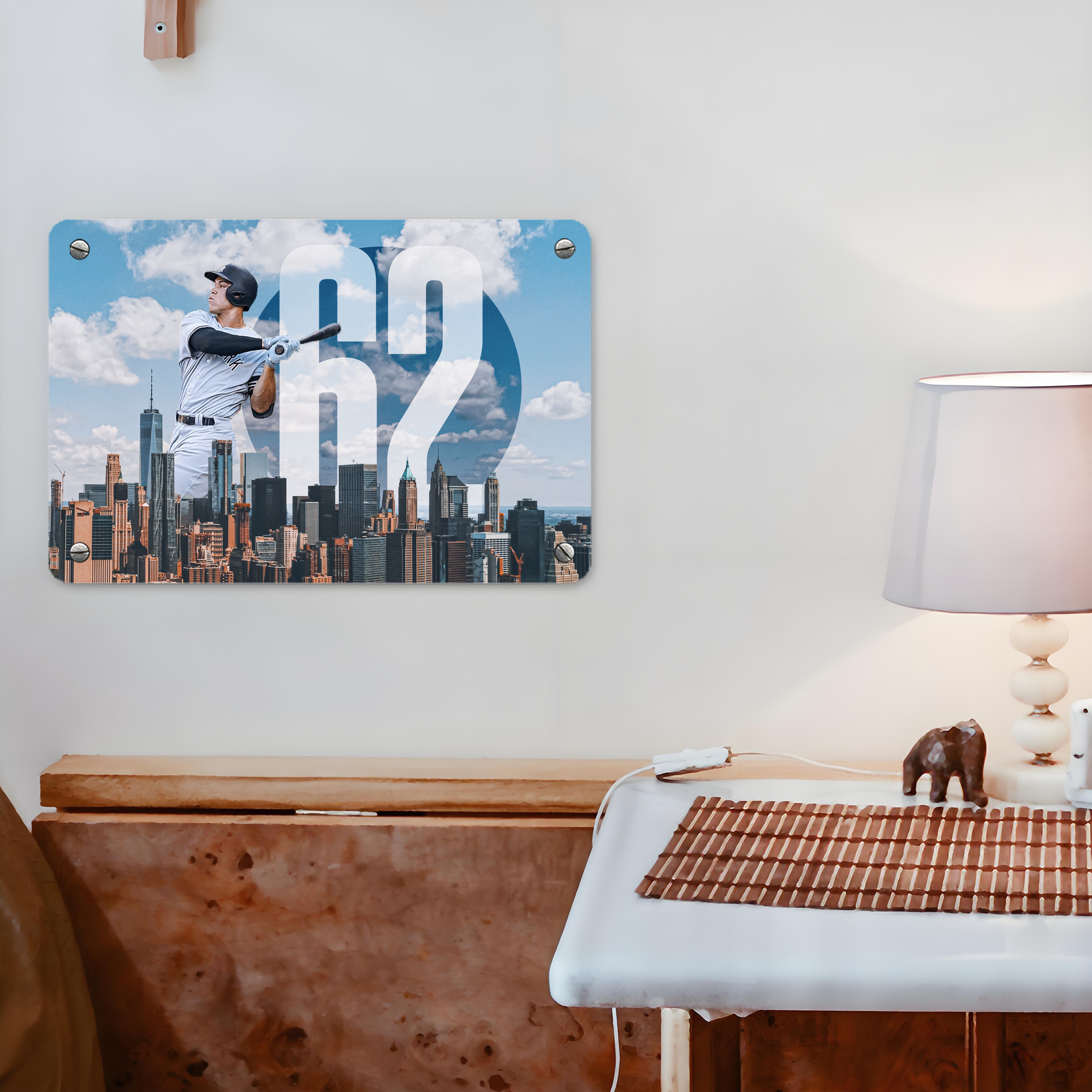 Aaron Judge 62 Home Runs Metal Tin Sign 12x8inch - Premium Full-Print Decorative Wall Art, Durable Rust-Resistant Metal Plaque For Living Room, Bedroom, Kitchen, Office, Bar Décor