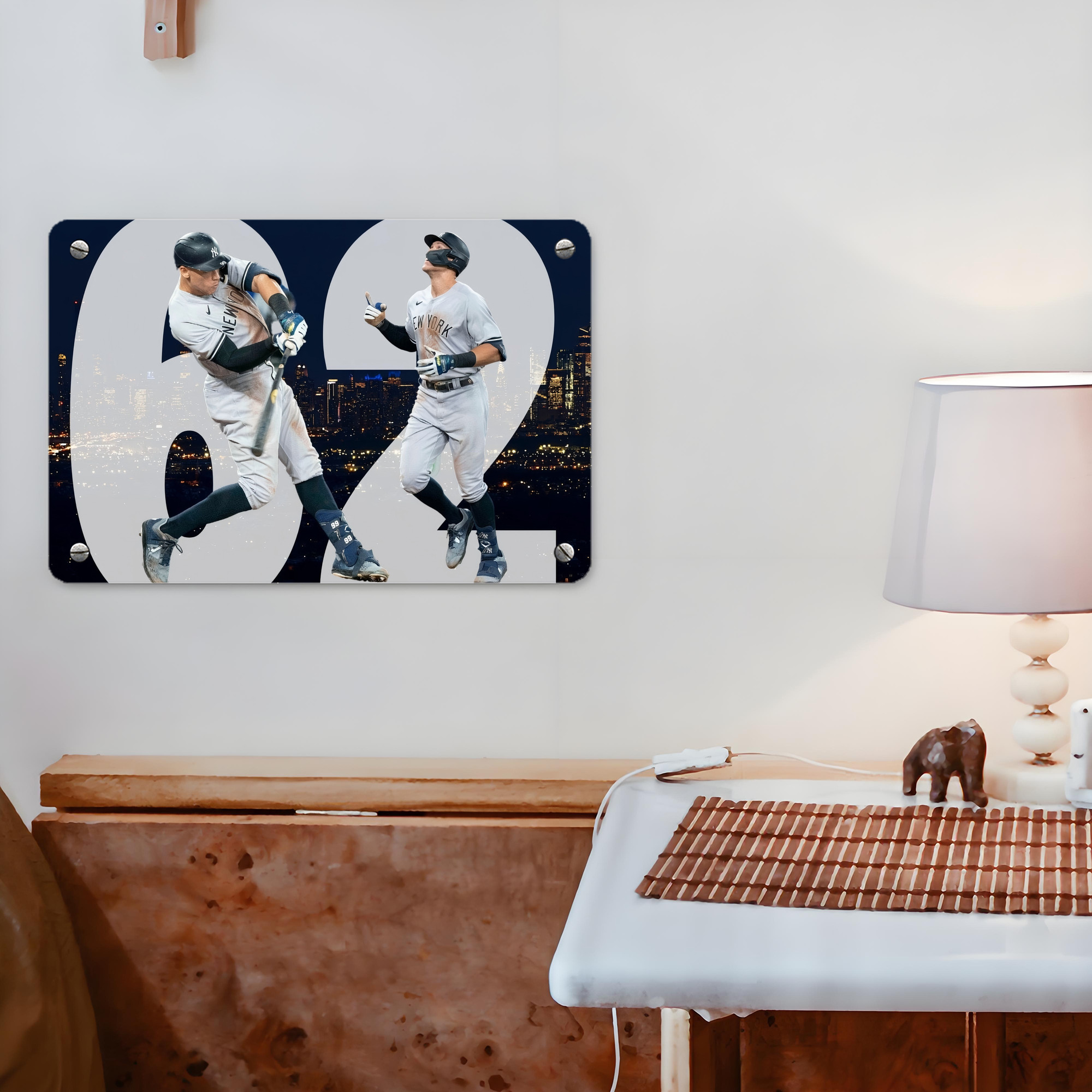 Aaron Judge 62 Home Runs Metal Tin Sign 12x8inch - Premium Full-Print Decorative Wall Art, Durable Rust-Resistant Metal Plaque For Living Room, Bedroom, Kitchen, Office, Bar Décor