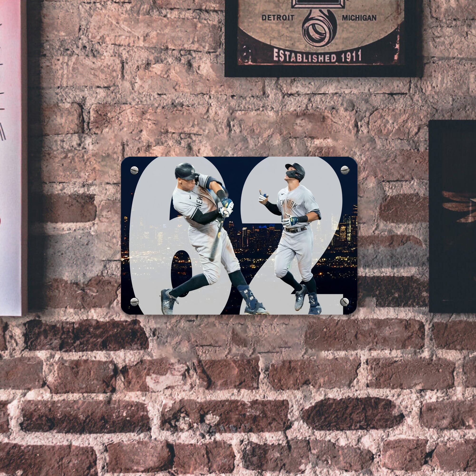 Aaron Judge 62 Home Runs Metal Tin Sign 12x8inch - Premium Full-Print Decorative Wall Art, Durable Rust-Resistant Metal Plaque For Living Room, Bedroom, Kitchen, Office, Bar Décor