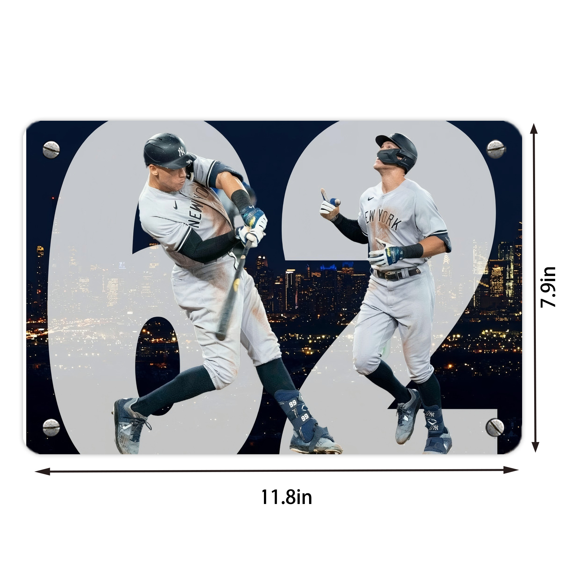 Aaron Judge 62 Home Runs Metal Tin Sign 12x8inch - Premium Full-Print Decorative Wall Art, Durable Rust-Resistant Metal Plaque For Living Room, Bedroom, Kitchen, Office, Bar Décor
