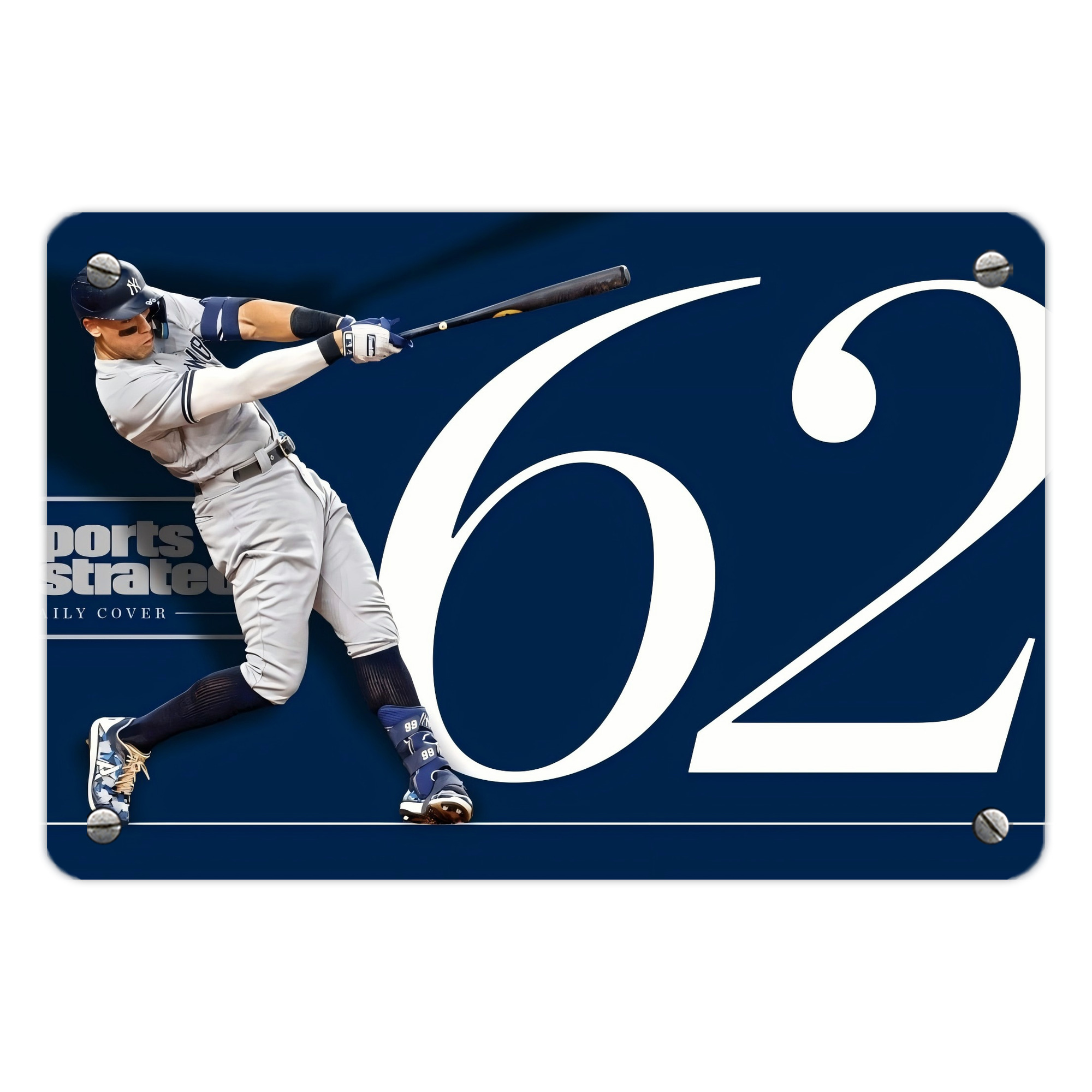 Aaron Judge 62 Home Runs Metal Tin Sign 12x8inch - Premium Full-Print Decorative Wall Art, Durable Rust-Resistant Metal Plaque For Living Room, Bedroom, Kitchen, Office, Bar Décor