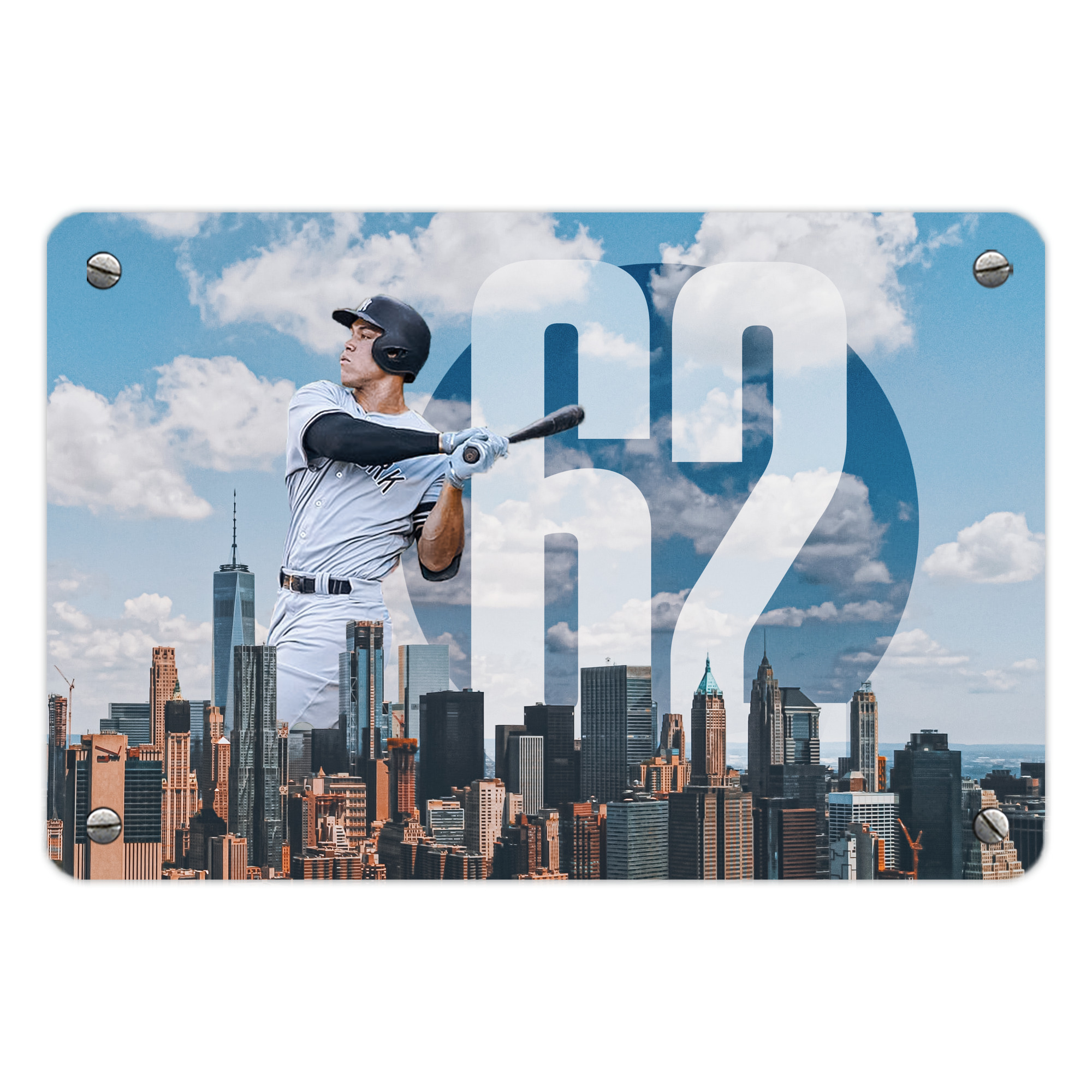 Aaron Judge 62 Home Runs Metal Tin Sign 12x8inch - Premium Full-Print Decorative Wall Art, Durable Rust-Resistant Metal Plaque For Living Room, Bedroom, Kitchen, Office, Bar Décor