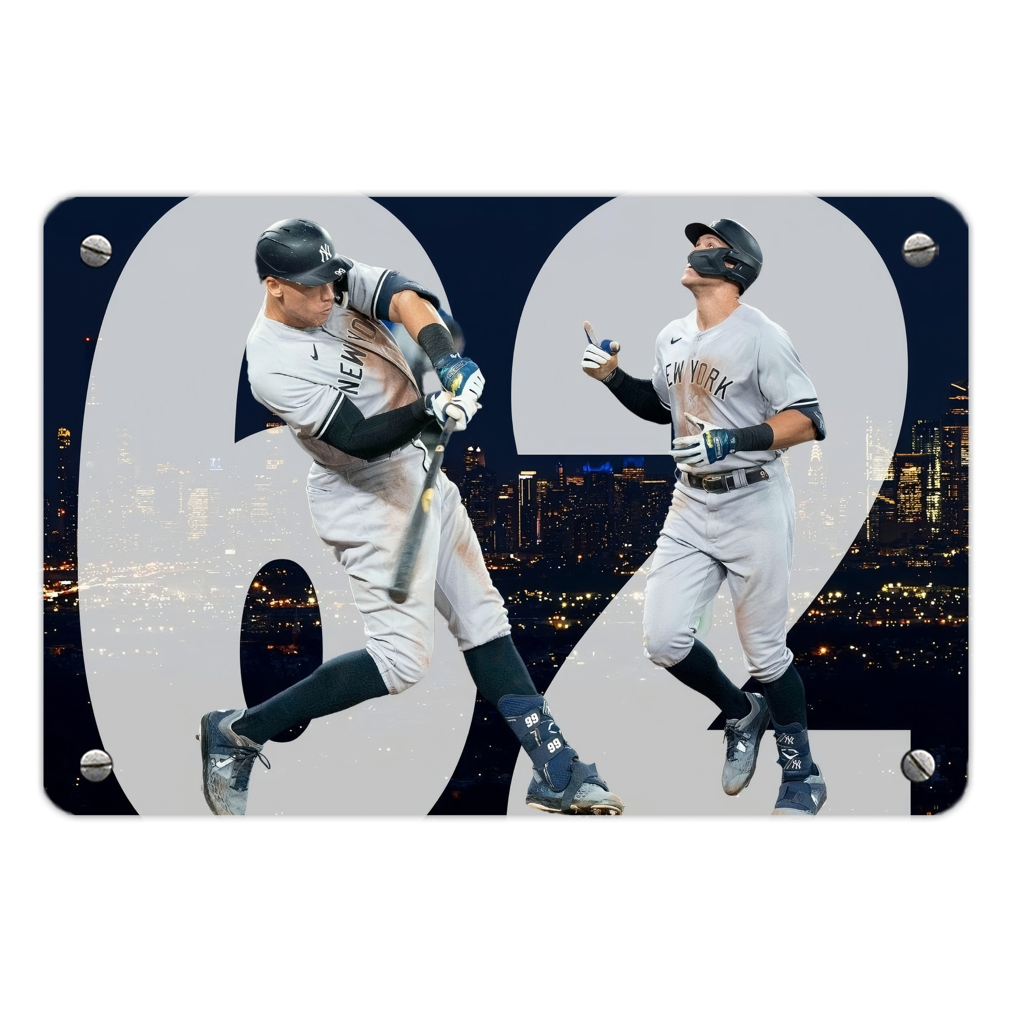 Aaron Judge 62 Home Runs Metal Tin Sign 12x8inch - Premium Full-Print Decorative Wall Art, Durable Rust-Resistant Metal Plaque For Living Room, Bedroom, Kitchen, Office, Bar Décor