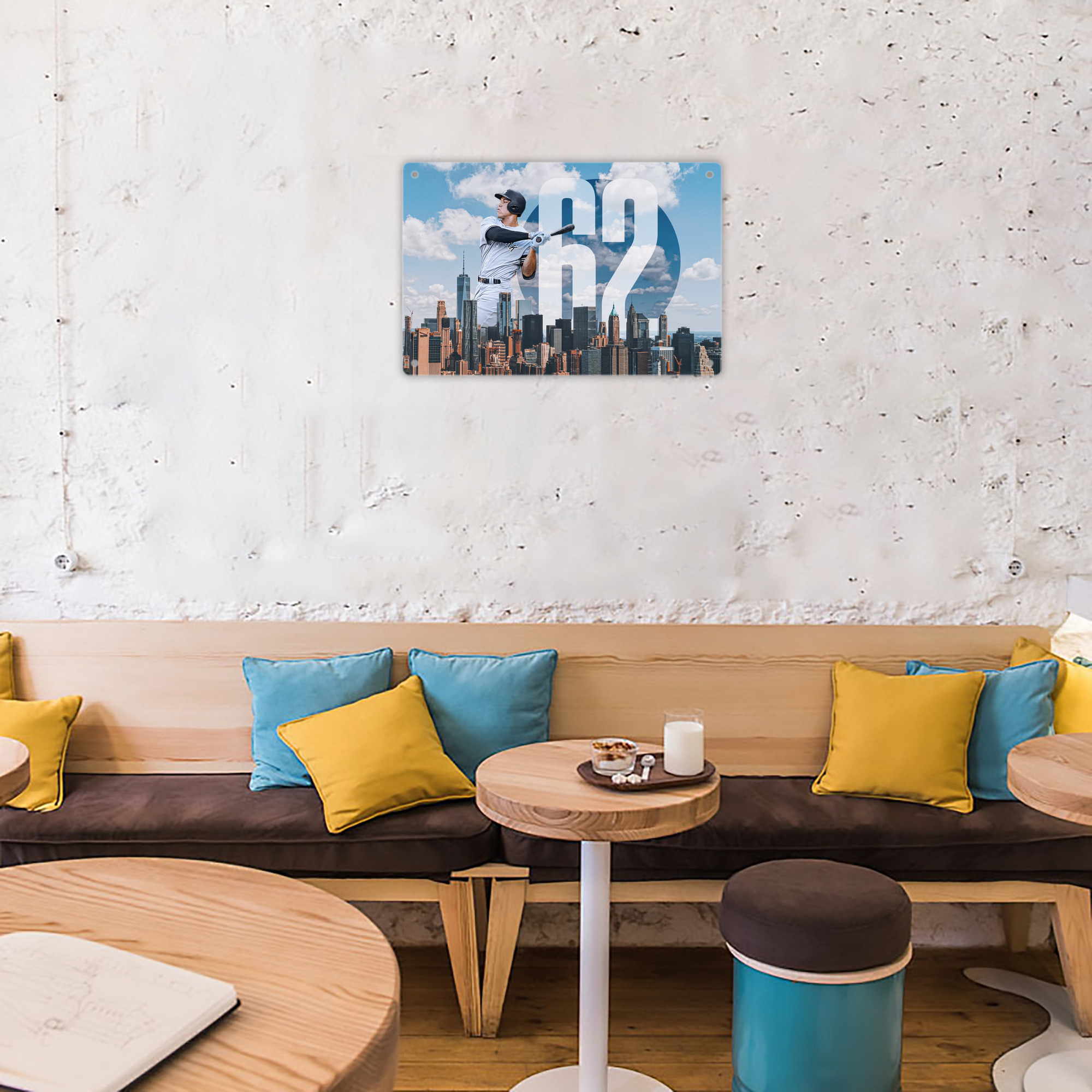 Aaron Judge 62 Home Runs Decorative Aluminum Plaque – Horizontal Design – Durable, Stylish, Easy To Install – Ideal For Home, Office, Bar, And More