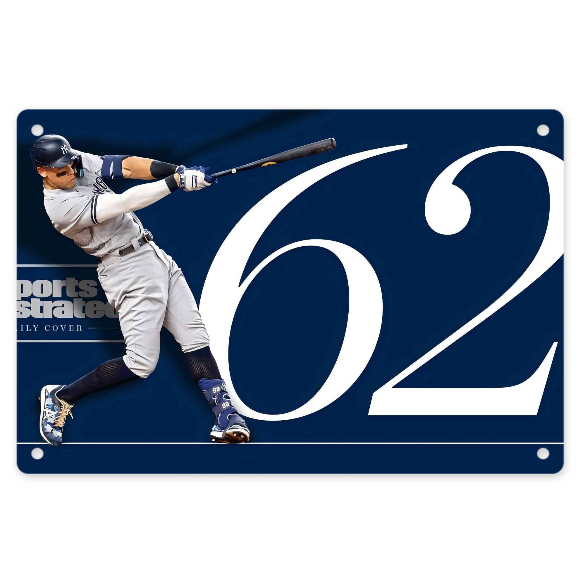 Aaron Judge 62 Home Runs Decorative Aluminum Plaque – Horizontal Design – Durable, Stylish, Easy To Install – Ideal For Home, Office, Bar, And More