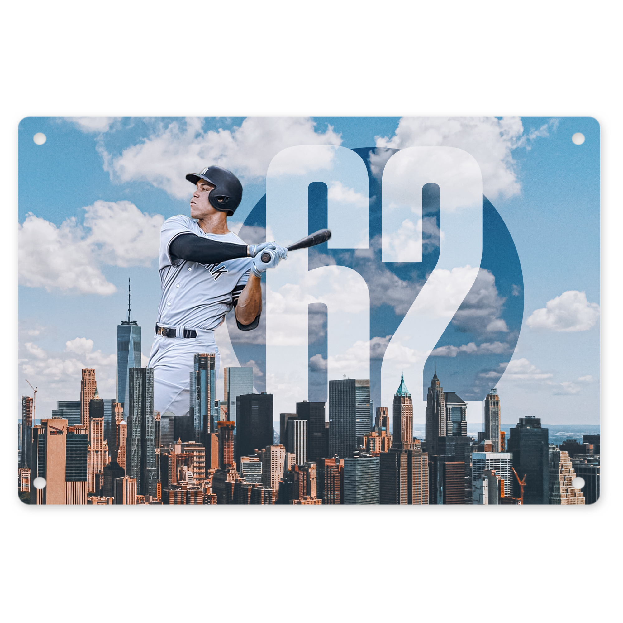 Aaron Judge 62 Home Runs Decorative Aluminum Plaque – Horizontal Design – Durable, Stylish, Easy To Install – Ideal For Home, Office, Bar, And More