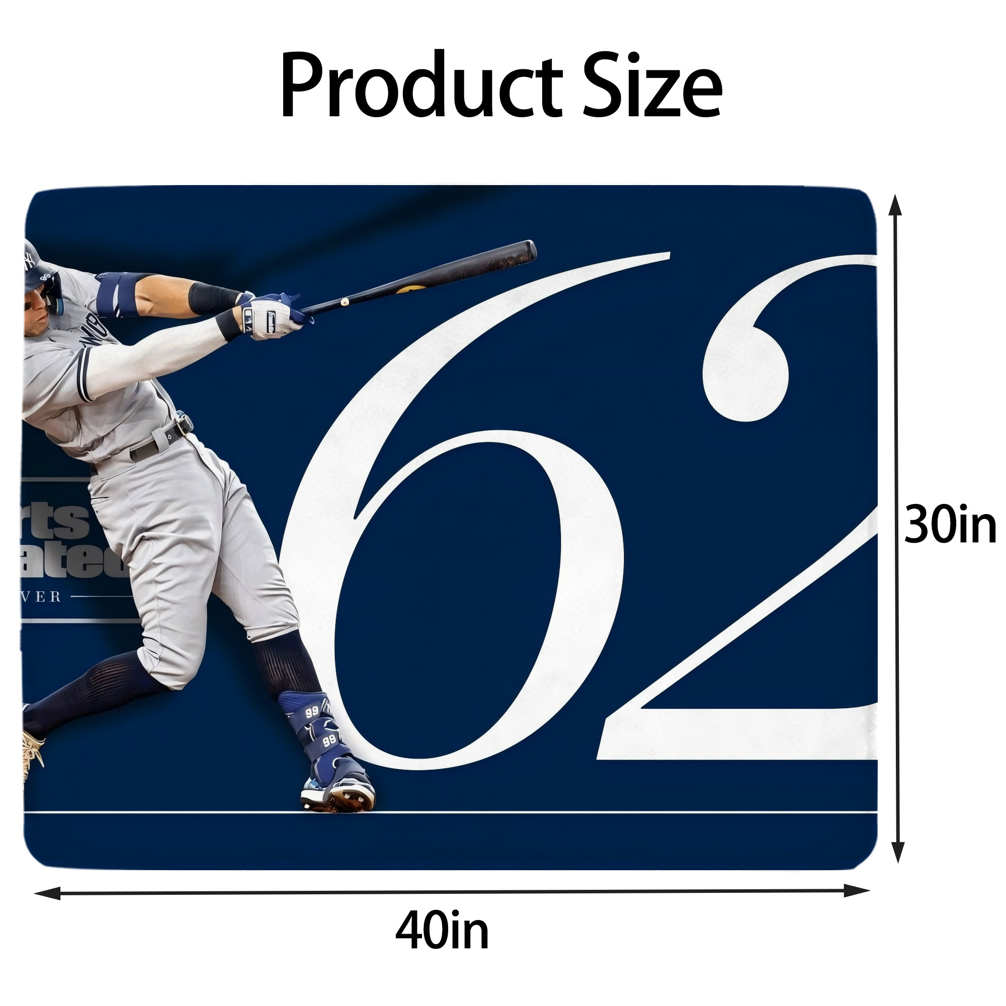 Aaron Judge 62 Home Runs Soft Plush Fleece Blanket 30x40 Inch - 300GSM Flannel, Ultra Soft & Warm, Lightweight & Durable, Perfect For Kids, Adults, Couch, Bed, Camping, Travel, Gift For Family & Friends