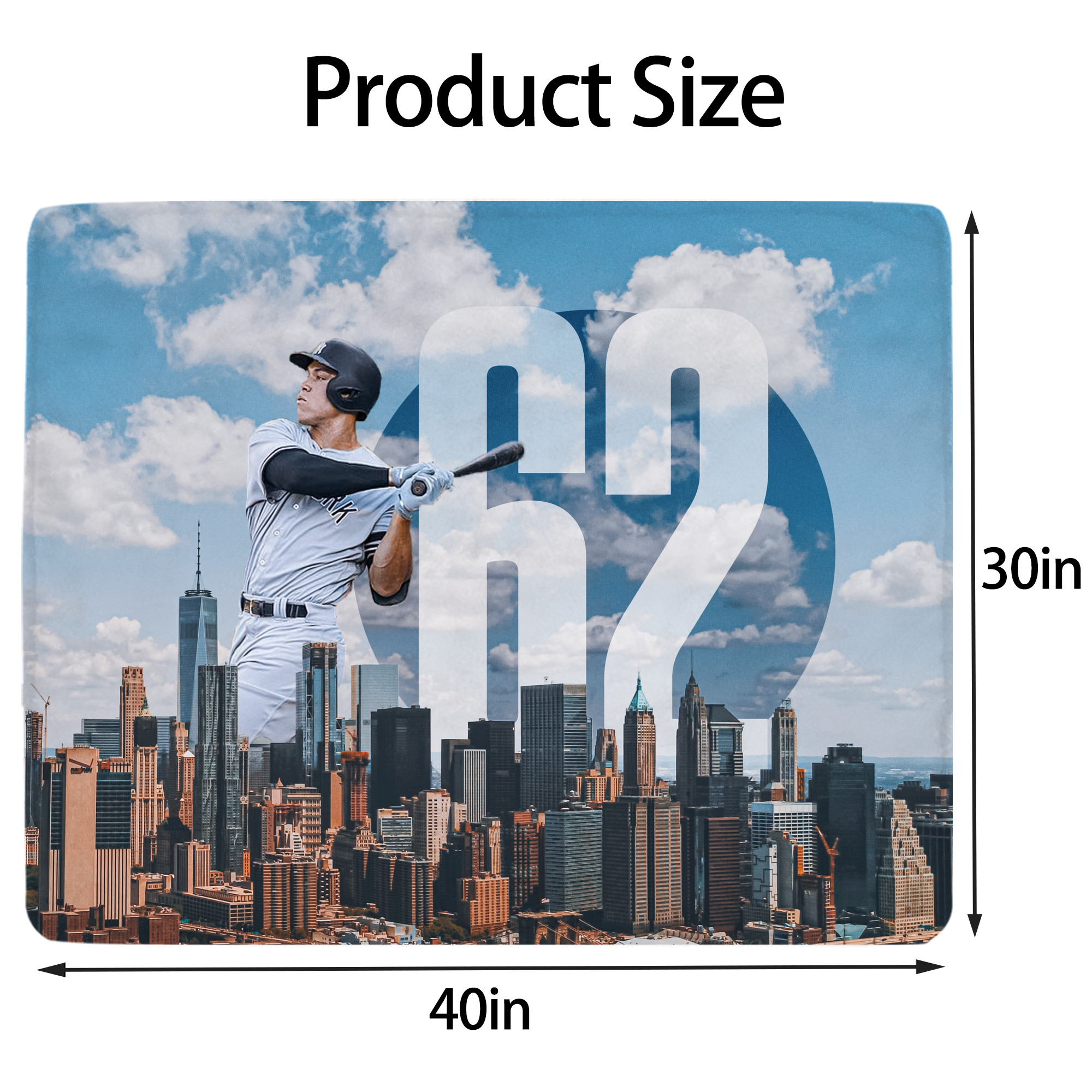 Aaron Judge 62 Home Runs Soft Plush Fleece Blanket 30x40 Inch - 300GSM Flannel, Ultra Soft & Warm, Lightweight & Durable, Perfect For Kids, Adults, Couch, Bed, Camping, Travel, Gift For Family & Friends