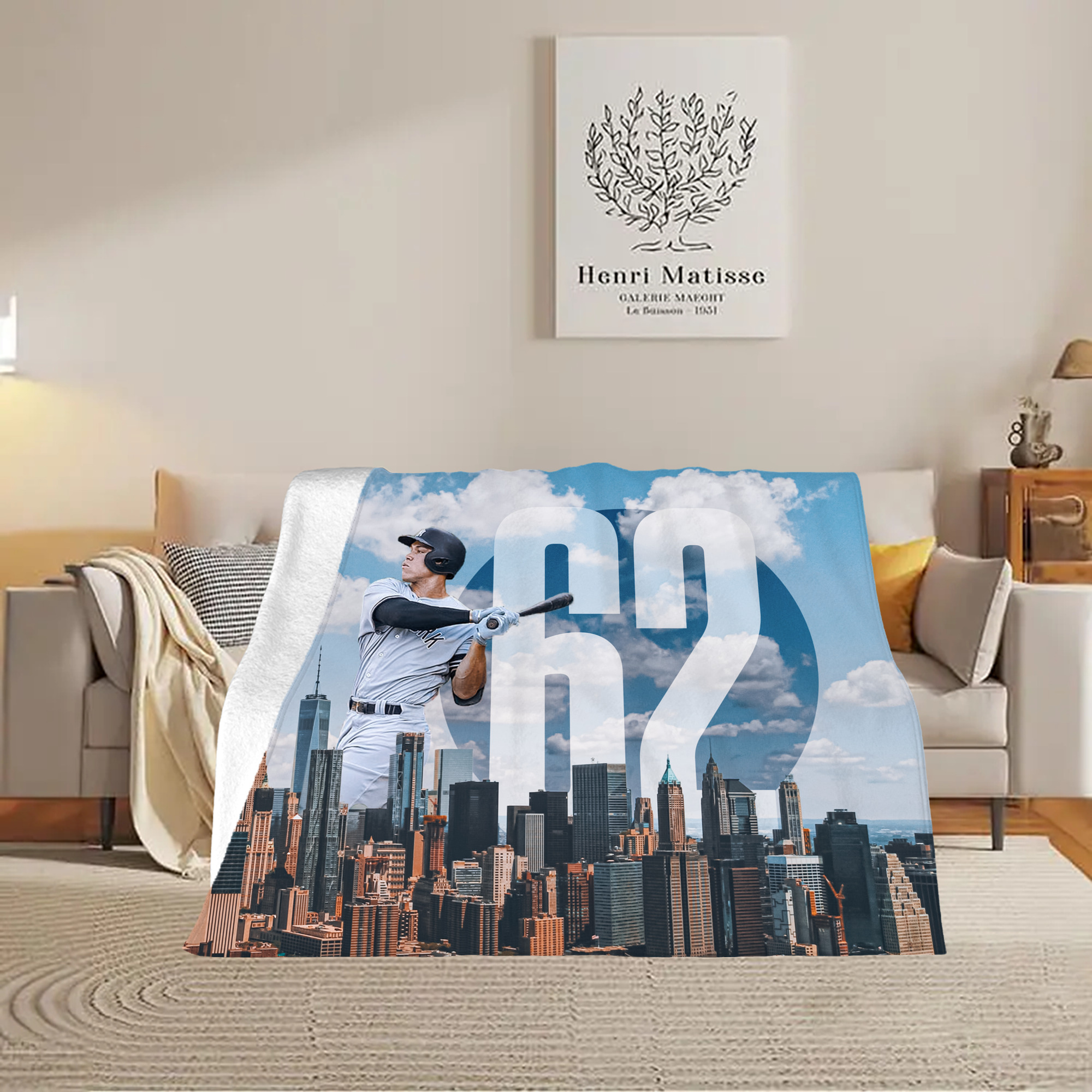 Aaron Judge 62 Home Runs Soft Plush Fleece Blanket 30x40 Inch - 300GSM Flannel, Ultra Soft & Warm, Lightweight & Durable, Perfect For Kids, Adults, Couch, Bed, Camping, Travel, Gift For Family & Friends