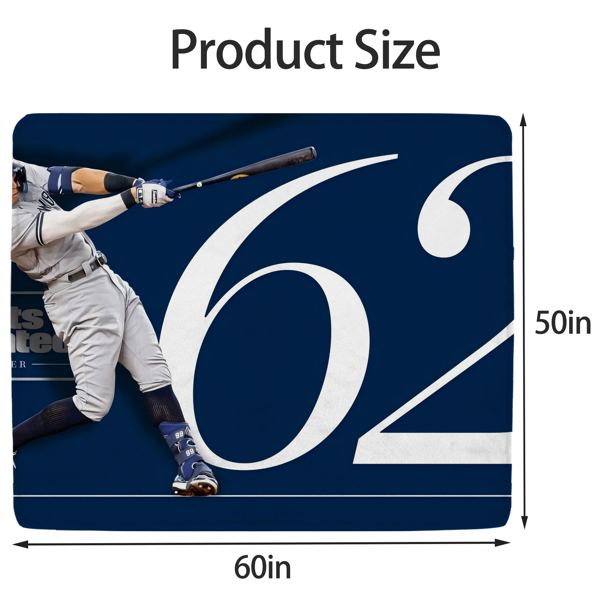 Aaron Judge 62 Home Runs Soft Fleece Throw Blanket 50 X 60 Inch – Super Soft, Lightweight, And Durable – Perfect For Sofa, Bed, Camping, And More – Ideal Gift For Family And Friends