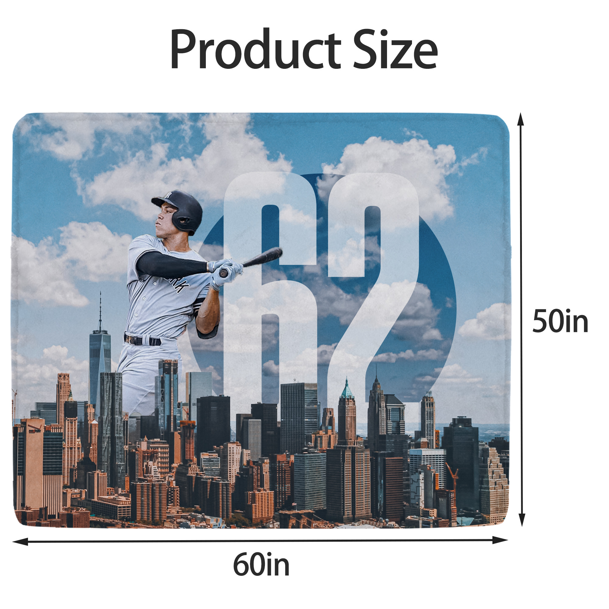 Aaron Judge 62 Home Runs Soft Fleece Throw Blanket 50 X 60 Inch – Super Soft, Lightweight, And Durable – Perfect For Sofa, Bed, Camping, And More – Ideal Gift For Family And Friends