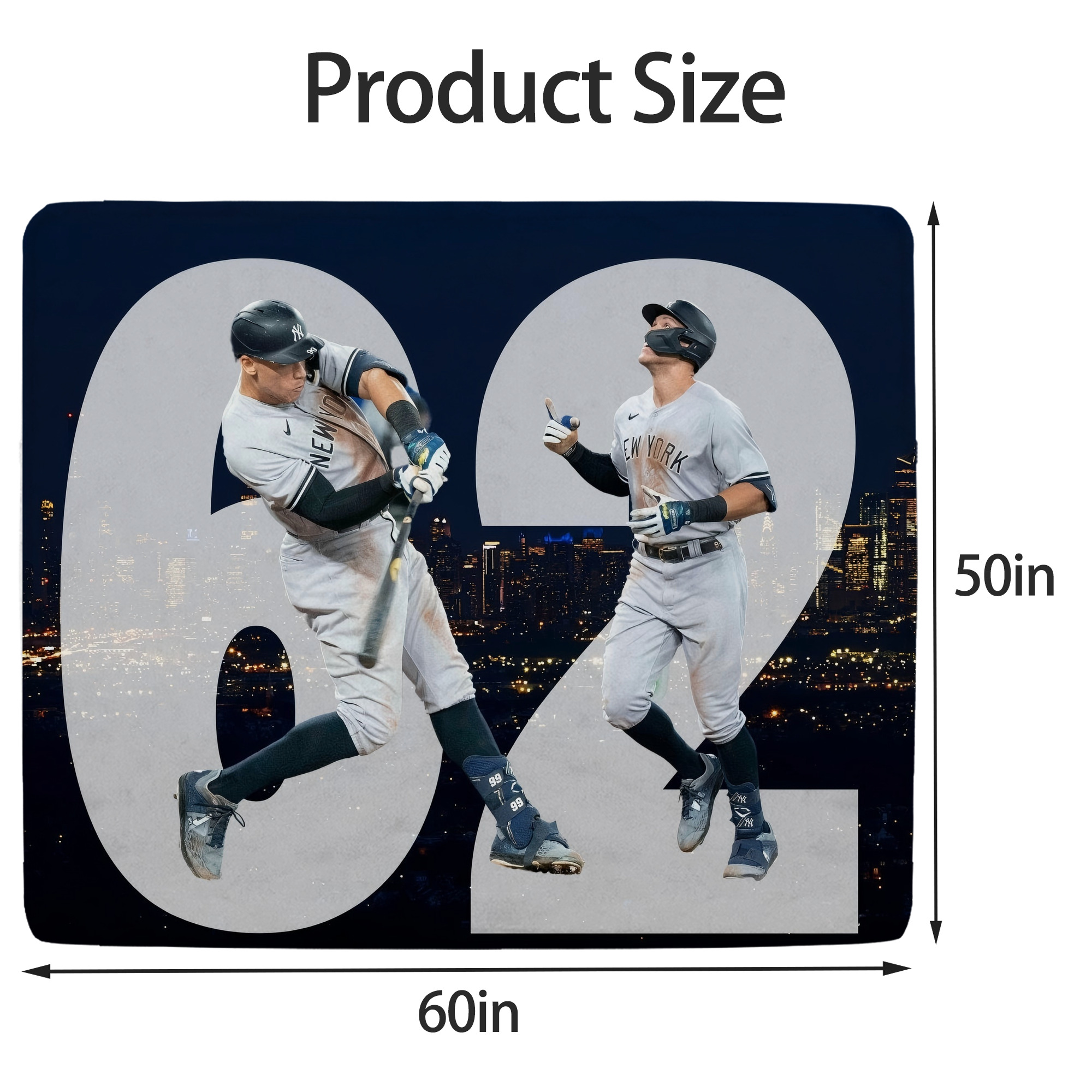 Aaron Judge 62 Home Runs Soft Fleece Throw Blanket 50 X 60 Inch – Super Soft, Lightweight, And Durable – Perfect For Sofa, Bed, Camping, And More – Ideal Gift For Family And Friends