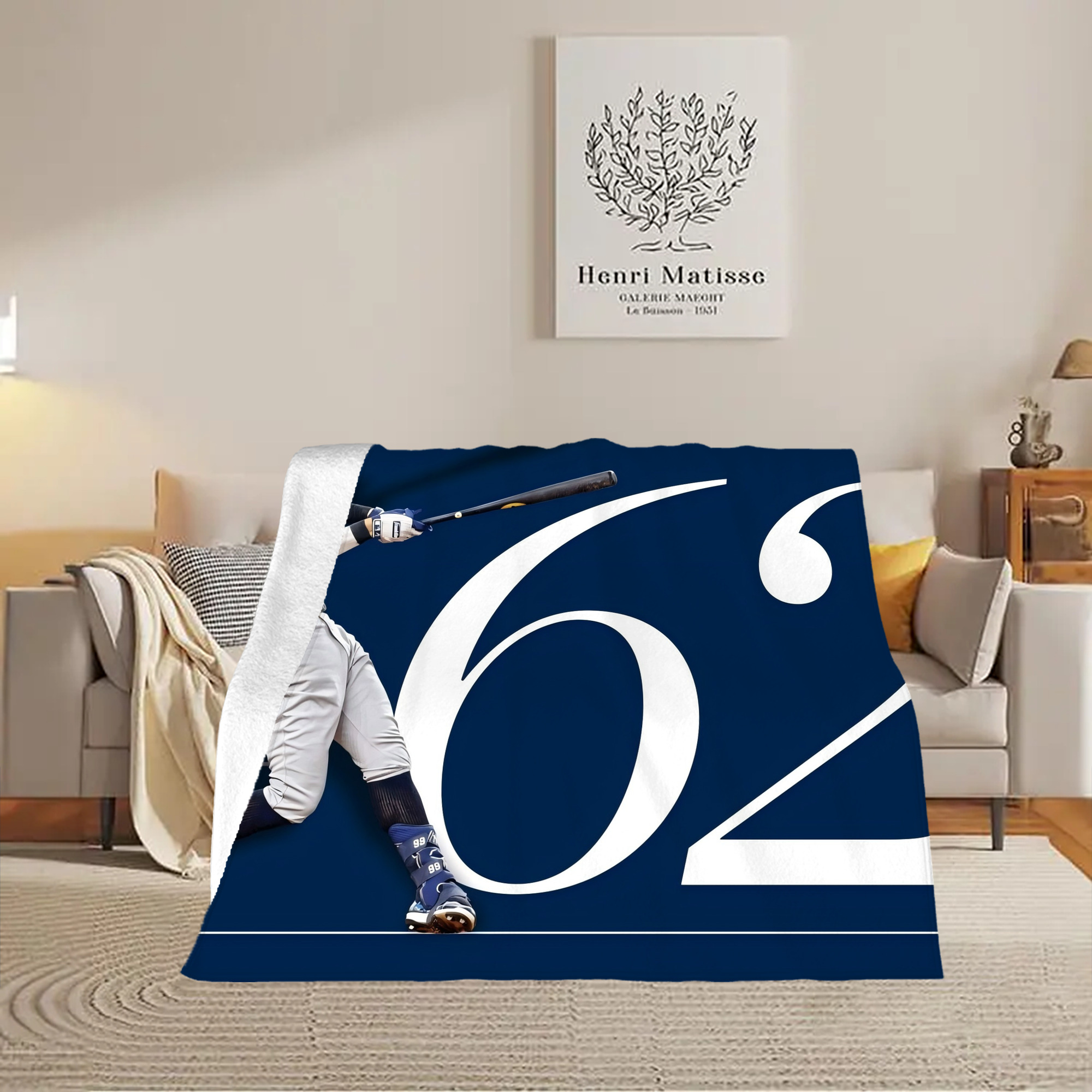 Aaron Judge 62 Home Runs Soft Fleece Throw Blanket 50 X 60 Inch – Super Soft, Lightweight, And Durable – Perfect For Sofa, Bed, Camping, And More – Ideal Gift For Family And Friends