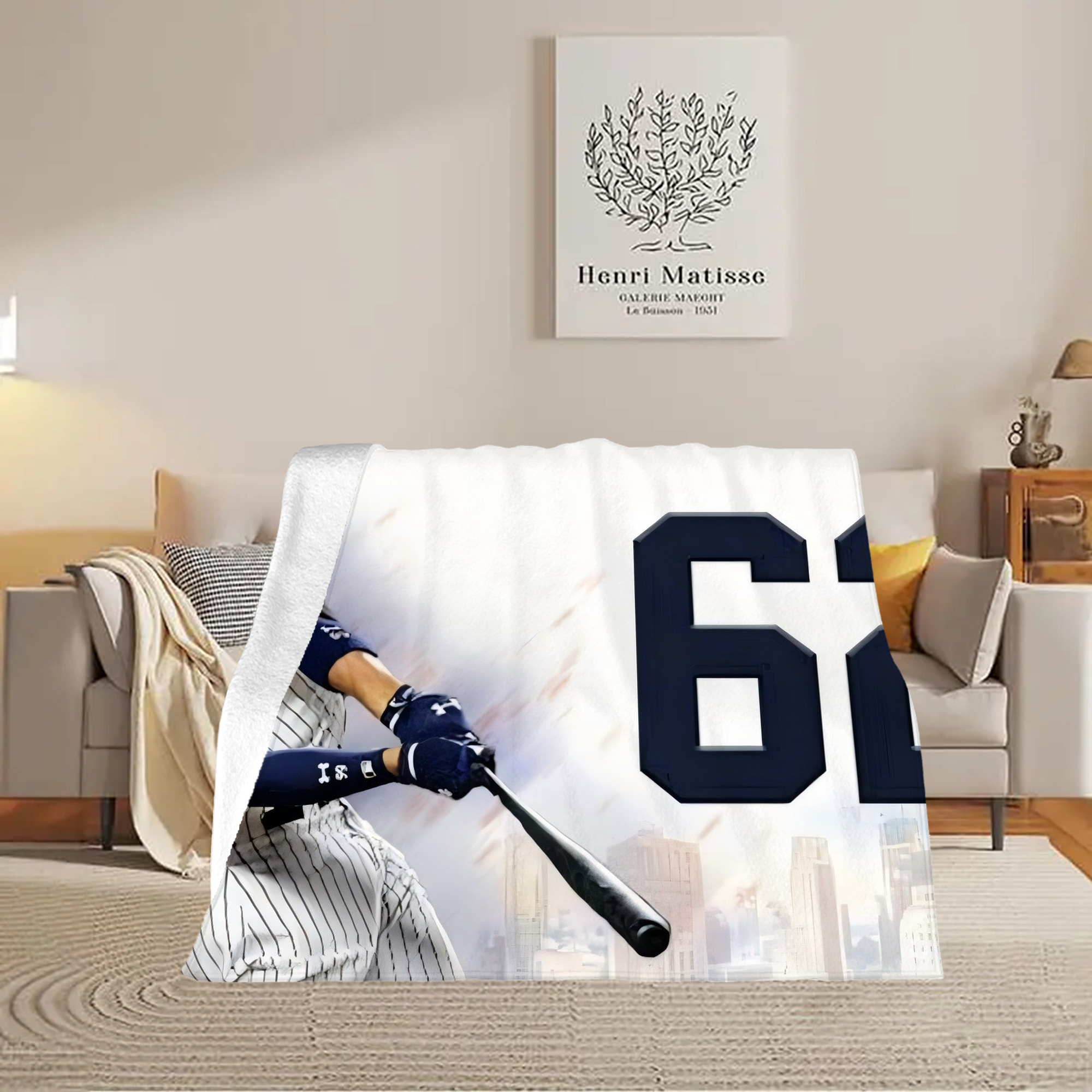 Aaron Judge 62 Home Runs Soft Fleece Throw Blanket 50 X 60 Inch – Super Soft, Lightweight, And Durable – Perfect For Sofa, Bed, Camping, And More – Ideal Gift For Family And Friends