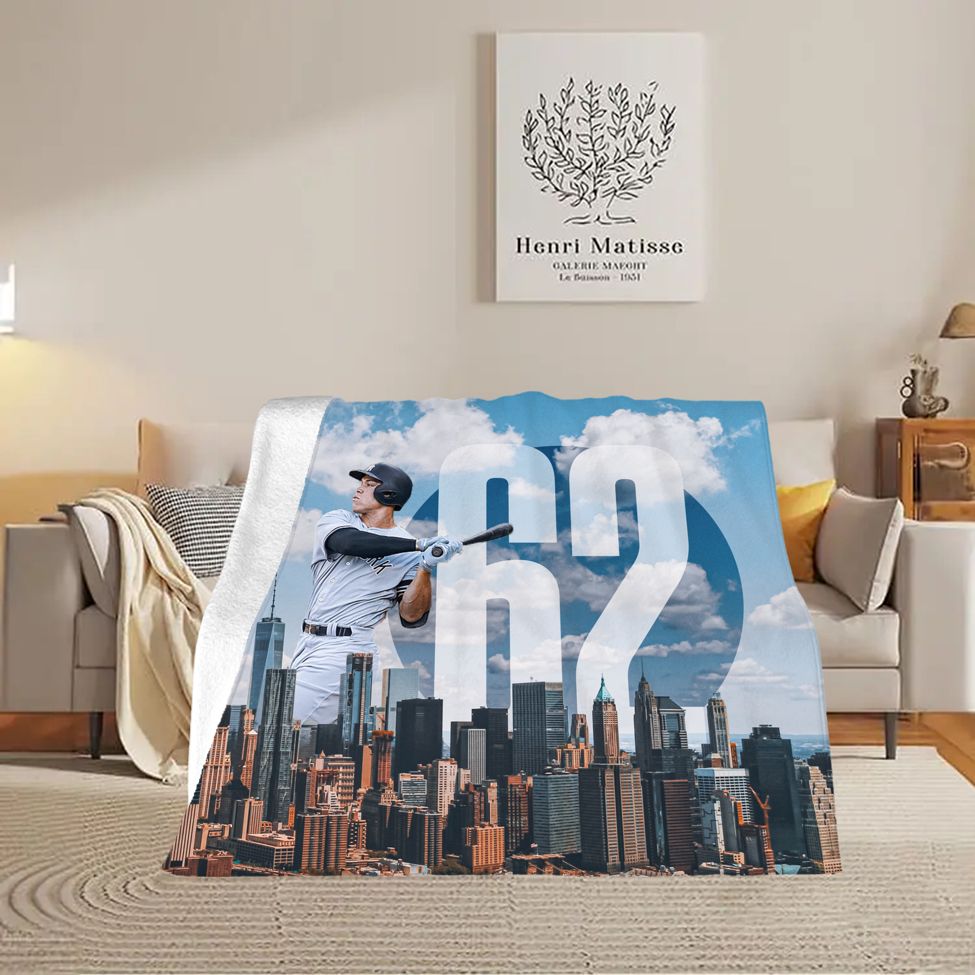 Aaron Judge 62 Home Runs Soft Fleece Throw Blanket 50 X 60 Inch – Super Soft, Lightweight, And Durable – Perfect For Sofa, Bed, Camping, And More – Ideal Gift For Family And Friends