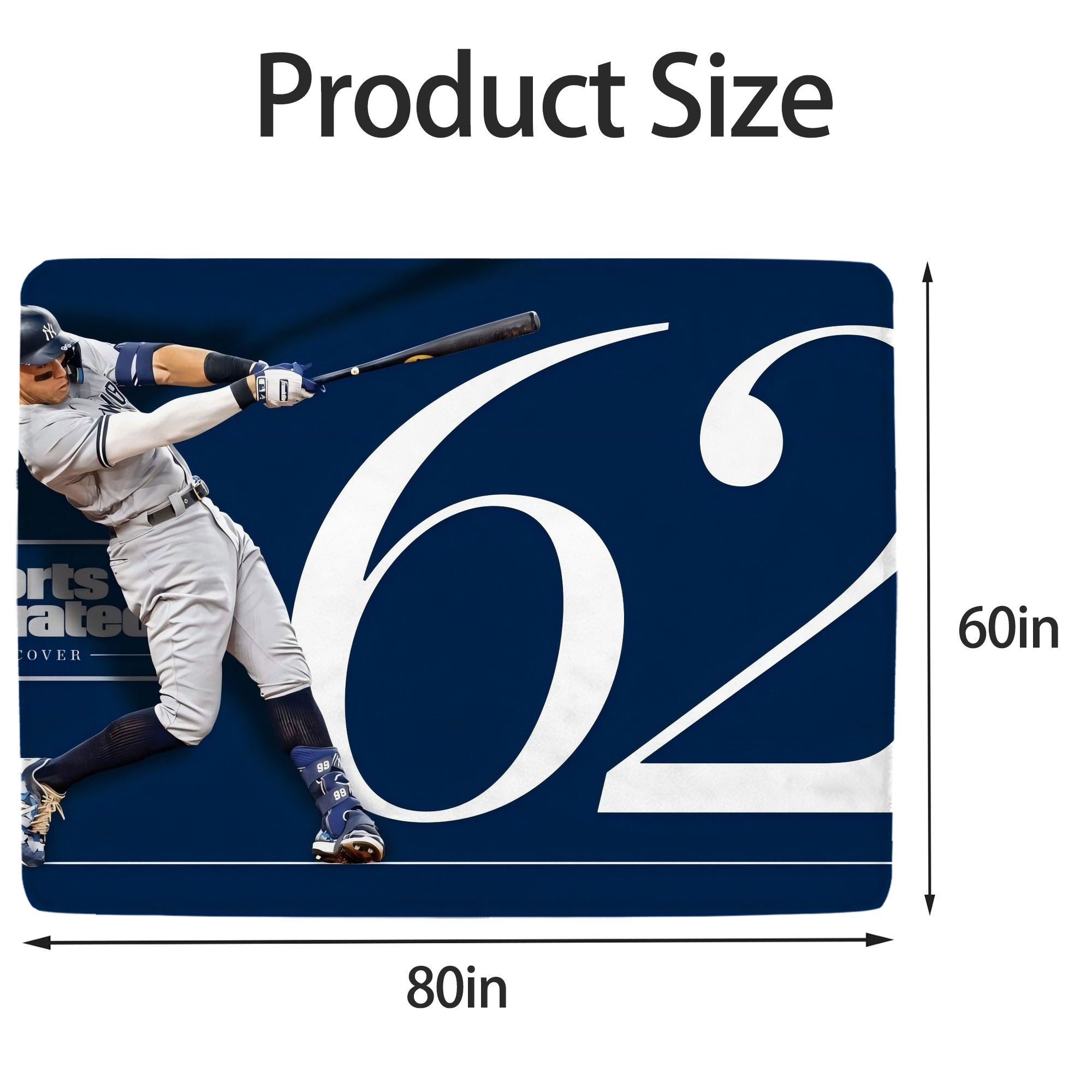 Aaron Judge 62 Home Runs Soft Fleece Throw Blanket 60 X 80 Inch – Super Soft, Lightweight, And Durable – Perfect For Sofa, Bed, Camping, And More – Ideal Gift For Family And Friends
