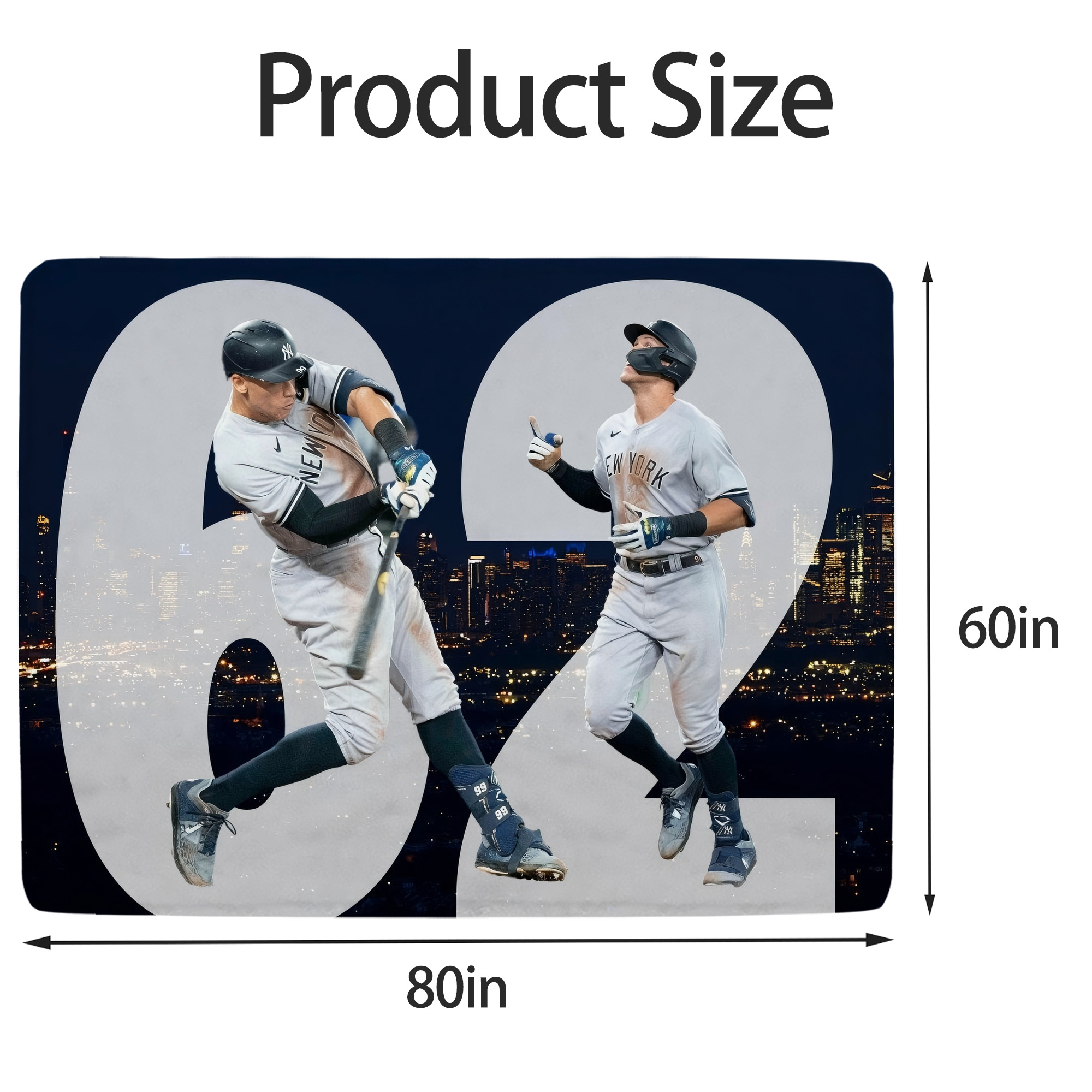 Aaron Judge 62 Home Runs Soft Fleece Throw Blanket 60 X 80 Inch – Super Soft, Lightweight, And Durable – Perfect For Sofa, Bed, Camping, And More – Ideal Gift For Family And Friends