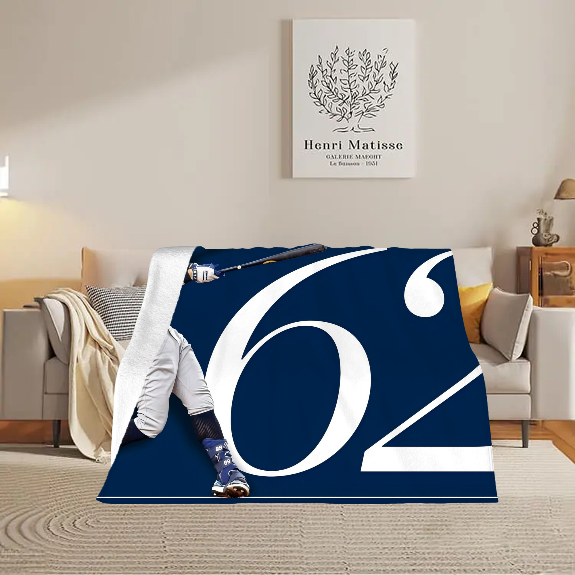 Aaron Judge 62 Home Runs Soft Fleece Throw Blanket 60 X 80 Inch – Super Soft, Lightweight, And Durable – Perfect For Sofa, Bed, Camping, And More – Ideal Gift For Family And Friends