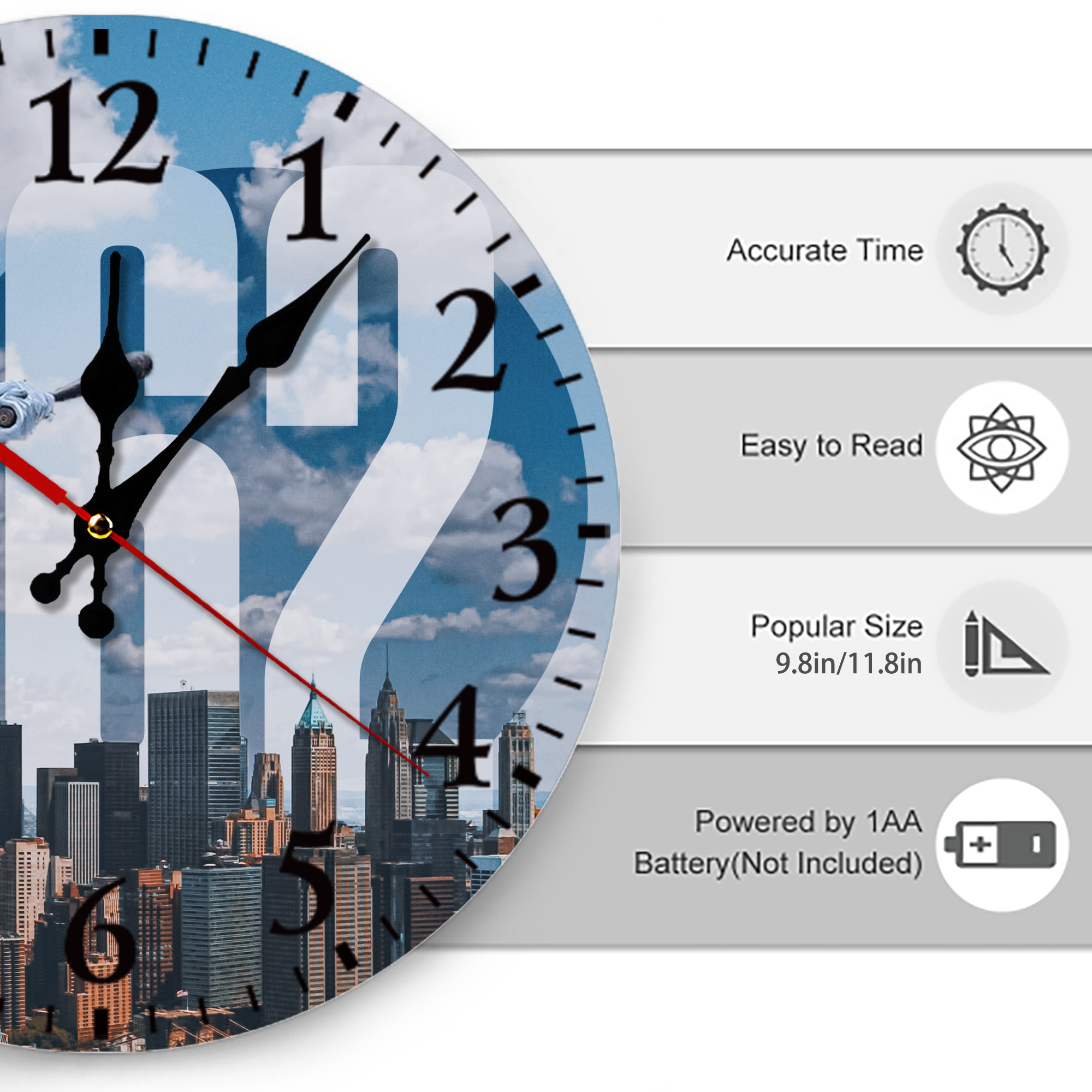 Aaron Judge 62 Home Runs Silent Round Wall Clock – Modern & Stylish DIY Design, Durable Wood Construction, Easy To Install – Perfect For Office, Bedroom, Living Room, And More