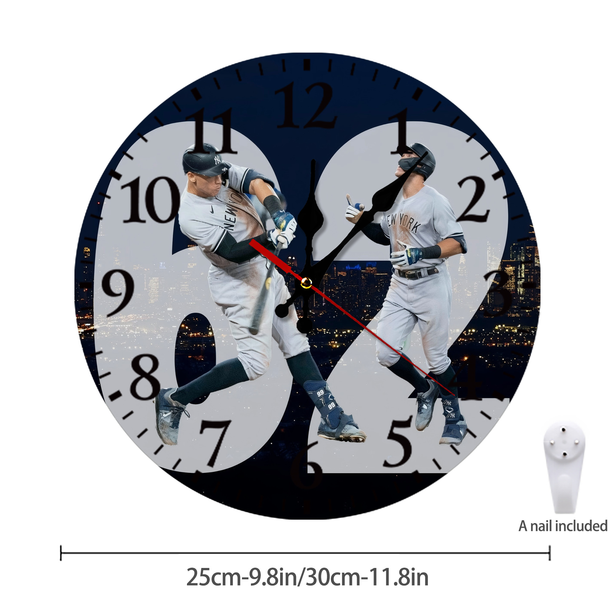 Aaron Judge 62 Home Runs Silent Round Wall Clock – Modern & Stylish DIY Design, Durable Wood Construction, Easy To Install – Perfect For Office, Bedroom, Living Room, And More