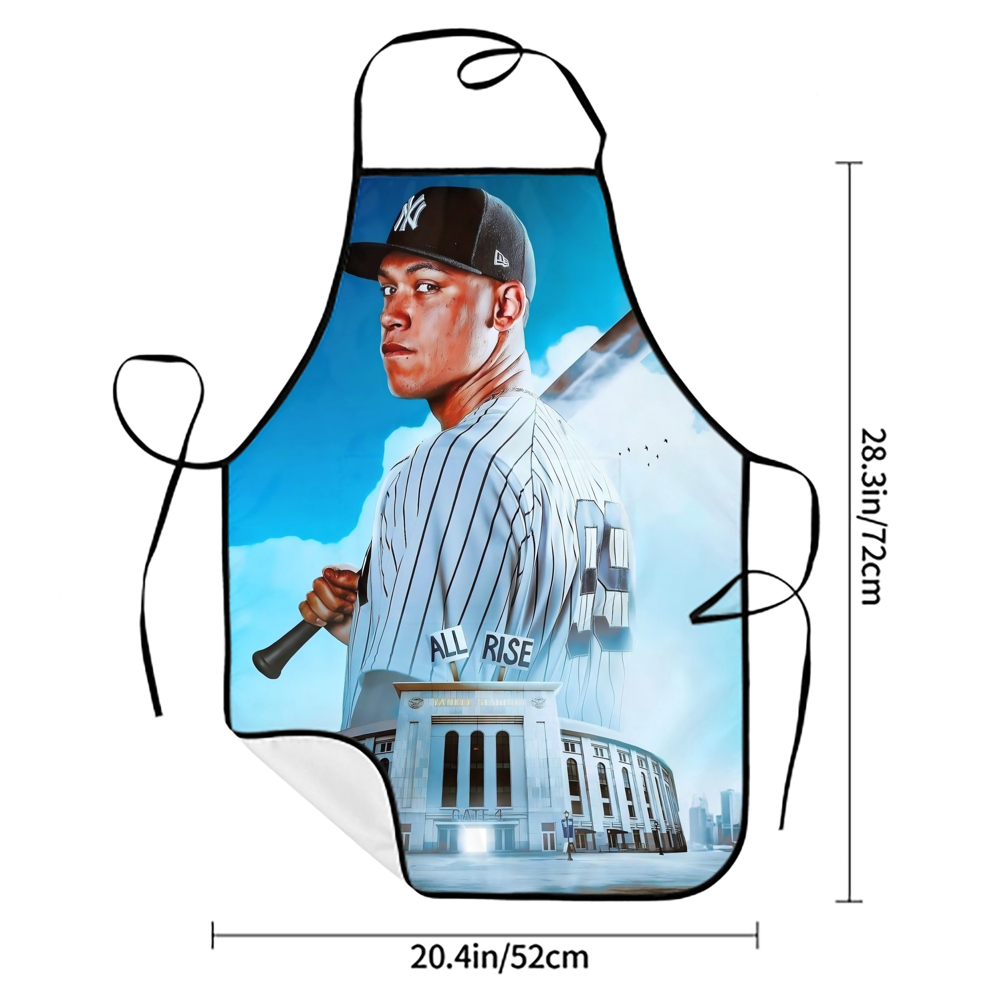 Aaron Judge 99 All Rise Stain-Resistant Polyester Apron With Pocket – Full Print, Waterproof, Anti-Wrinkle, Anti-Pilling – Ideal For Kitchen, BBQ, Restaurant, Salon & More