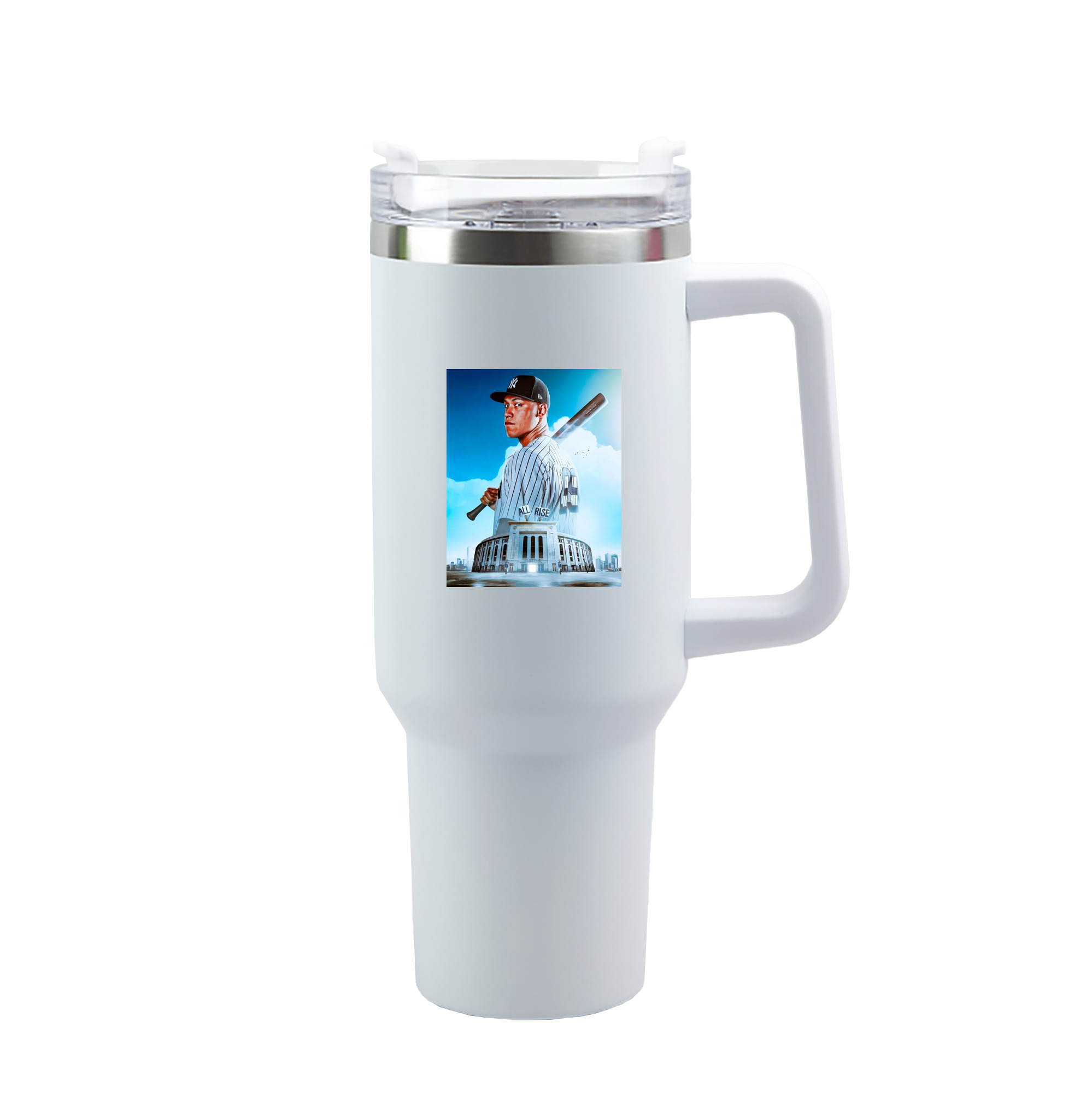 Aaron Judge 99 All Rise 40oz Handle Car Tumbler – Durable Stainless Steel Travel Mug With UV Print – Double Wall Insulated, Fits Most Car Cup Holders