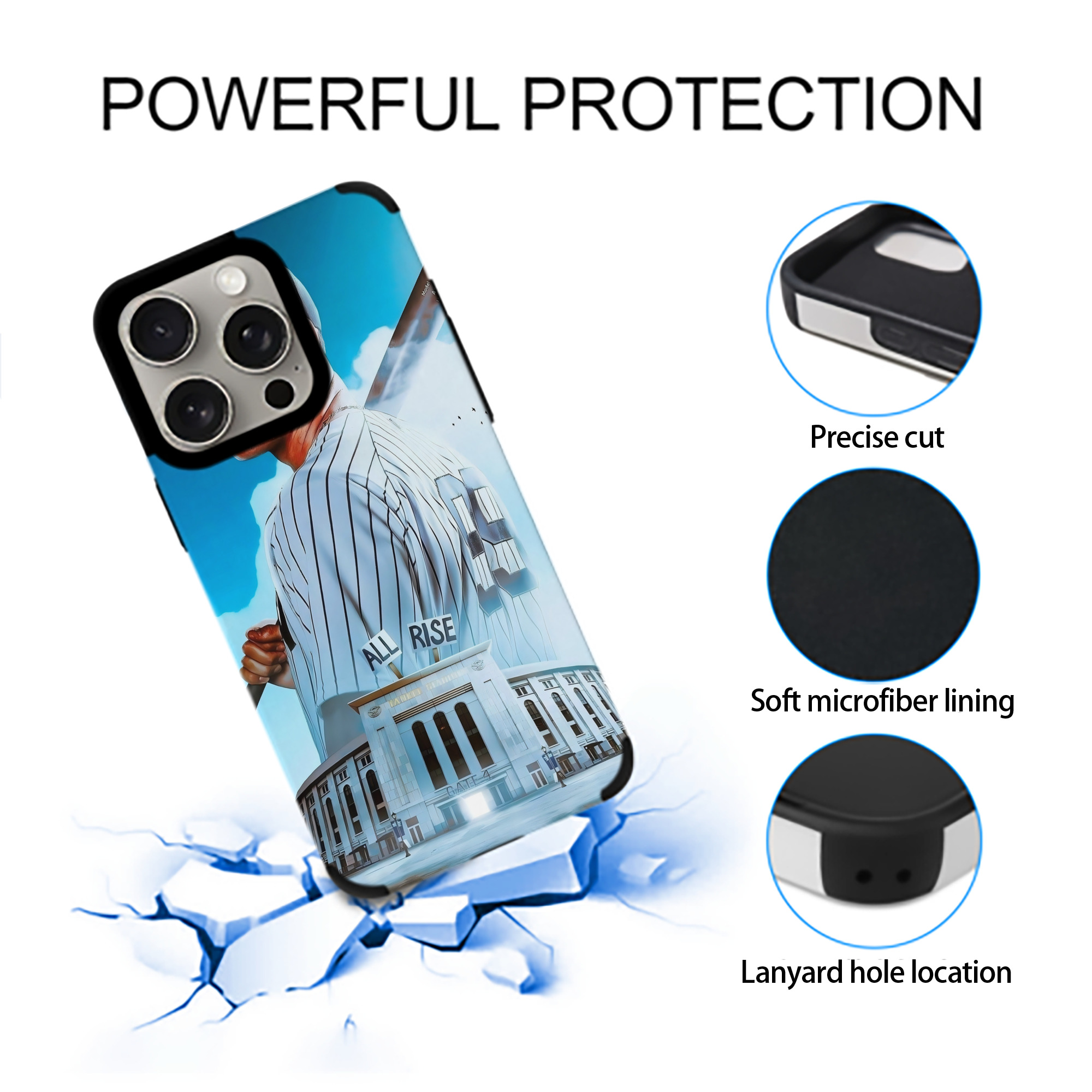 Aaron Judge 99 All Rise IPhone 15 Pro Max PU Leather Case – Soft Lining, 360° Protection – Precise Fit, 3D Buttons, Easy Charging – Anti-Yellowing, Easy To Clean