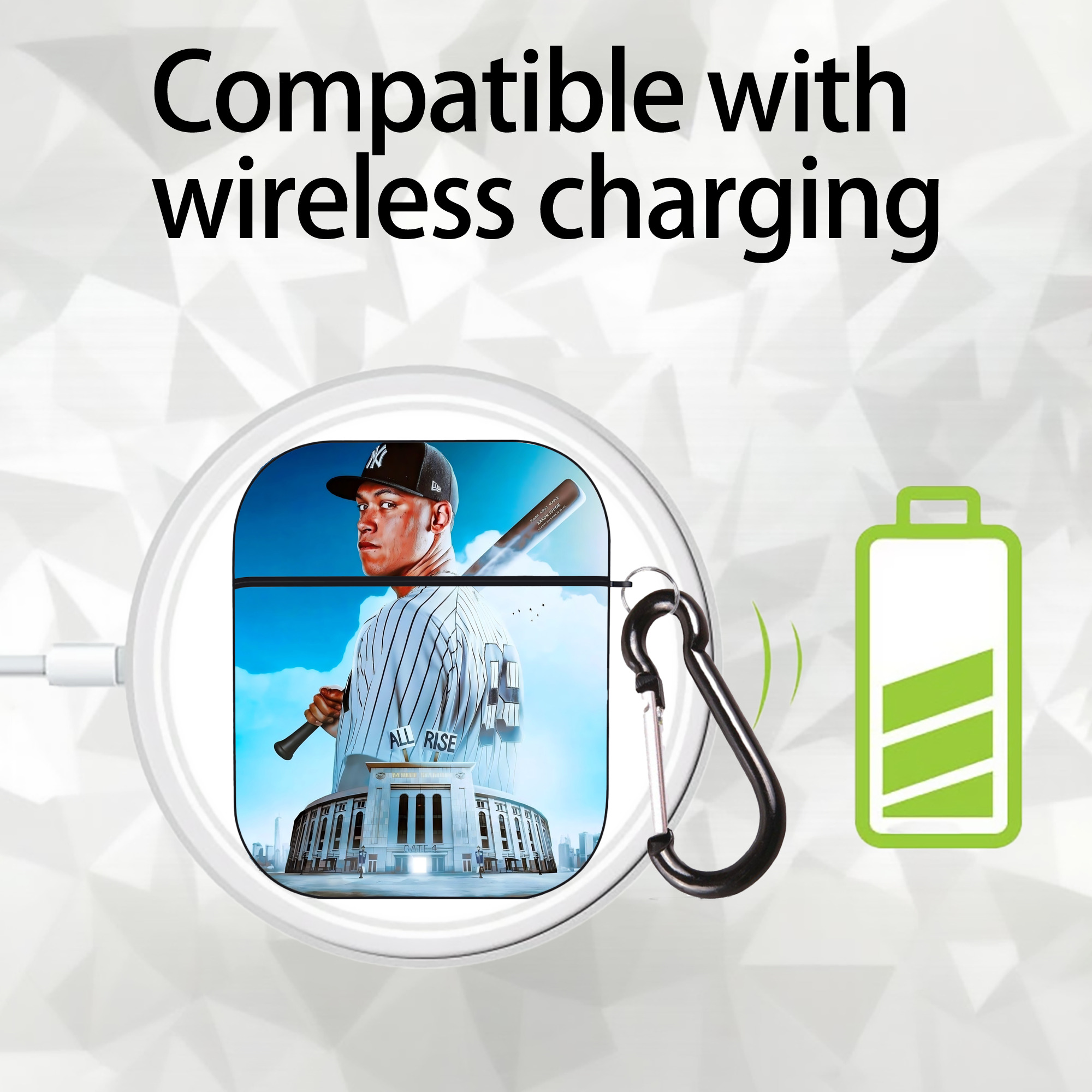 Aaron Judge 99 All Rise AirPods 2 Case Hard Shell Black, Flexible PC Material, Precise Cutouts, Full Protection, Anti-Fingerprint, Washable, Includes Keychain – Durable & Slim Design