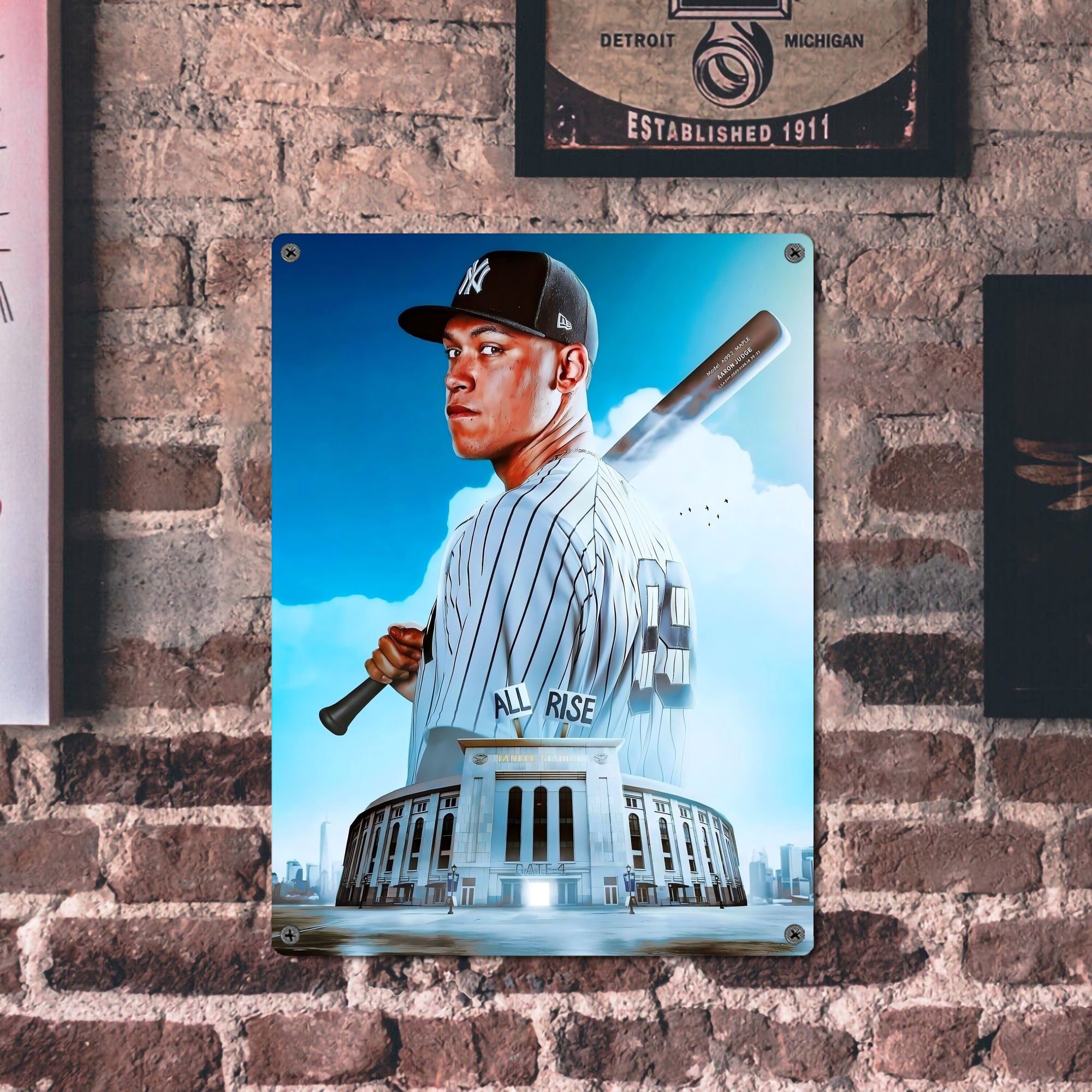 Aaron Judge 99 All Rise Vintage Metal Tin Sign 12x16inch – Retro Wall Art Decor For Home, Bar, Kitchen, Bedroom, Office – Durable Iron Sheet Poster, Easy To Hang, Full-Color Printing