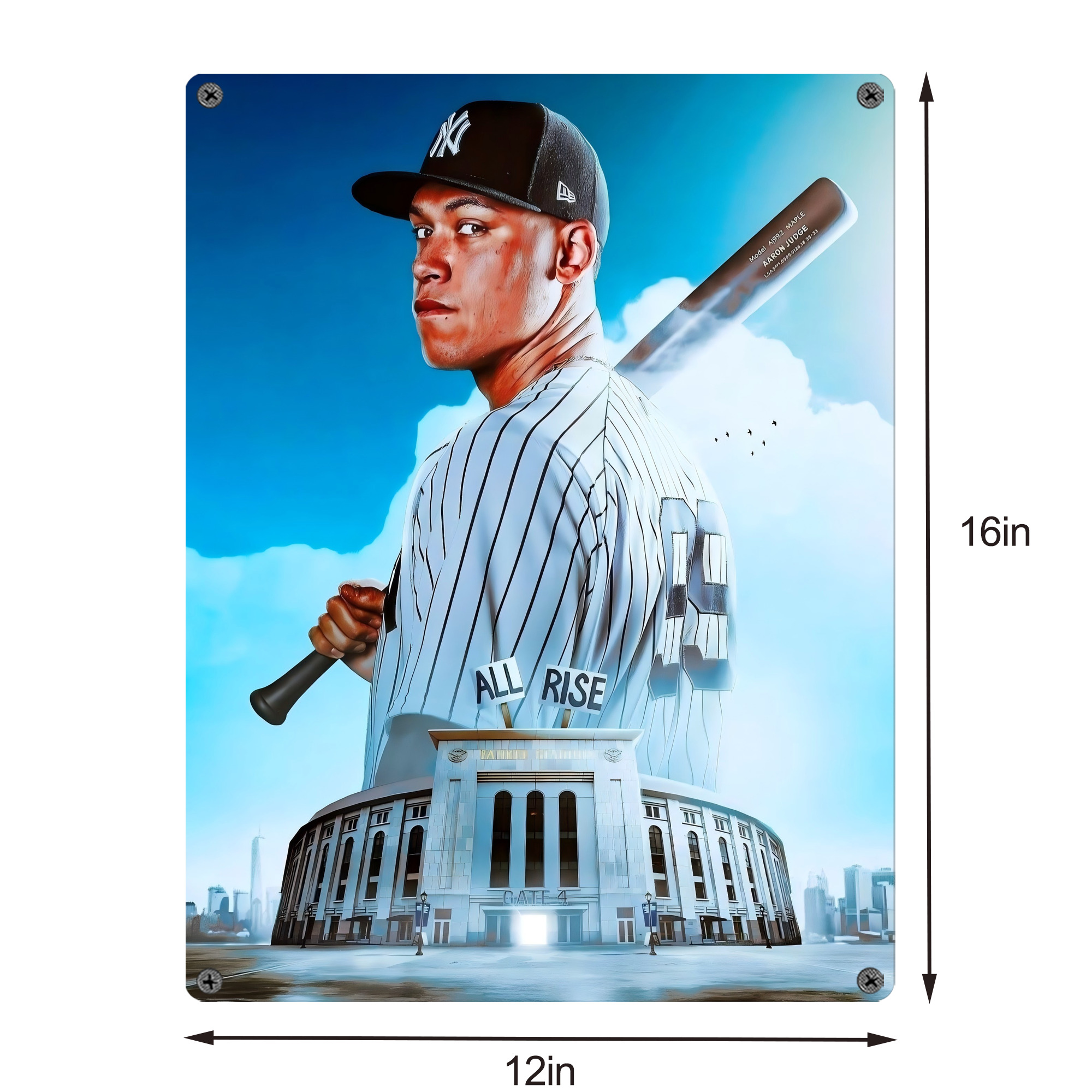 Aaron Judge 99 All Rise Vintage Metal Tin Sign 12x16inch – Retro Wall Art Decor For Home, Bar, Kitchen, Bedroom, Office – Durable Iron Sheet Poster, Easy To Hang, Full-Color Printing