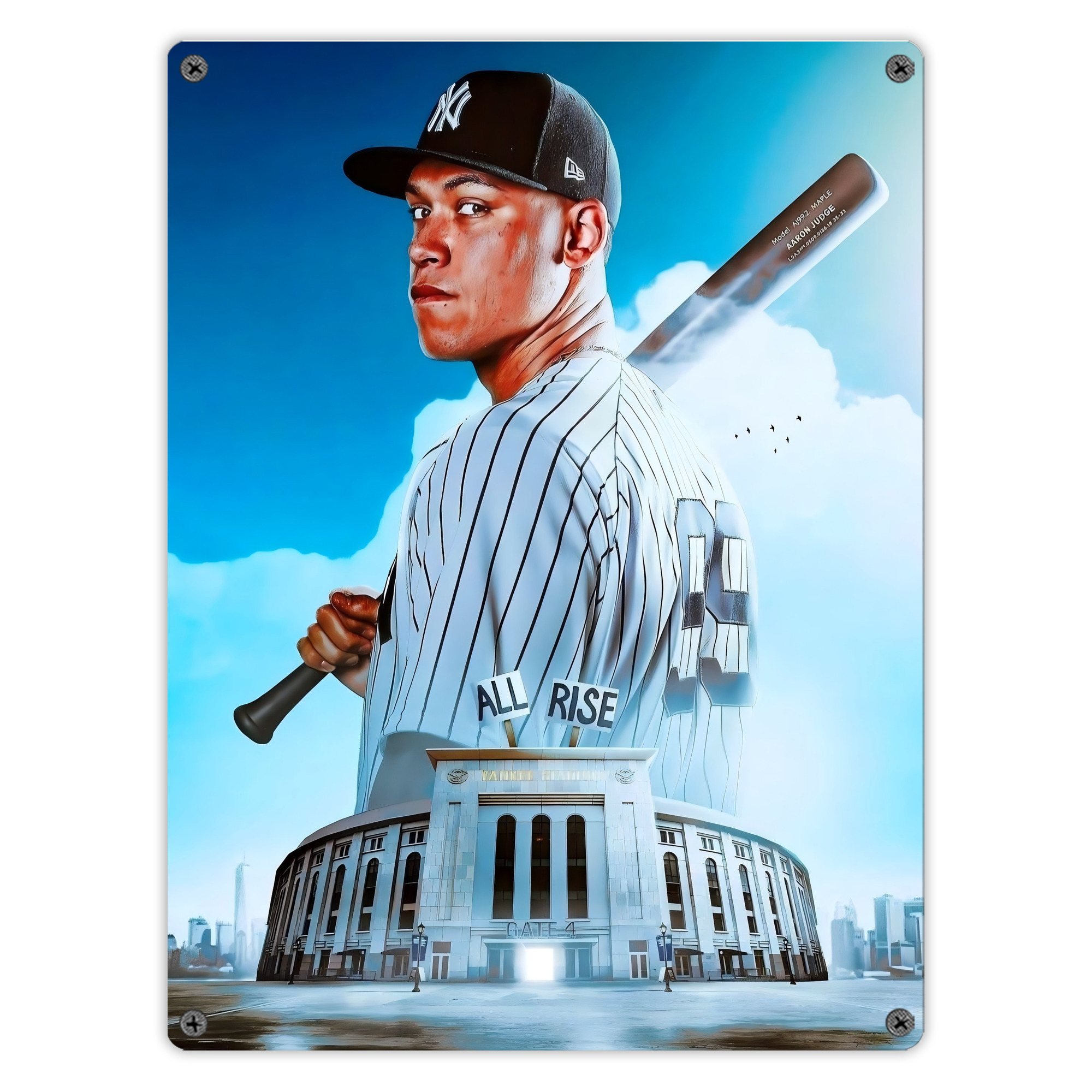 Aaron Judge 99 All Rise Vintage Metal Tin Sign 12x16inch – Retro Wall Art Decor For Home, Bar, Kitchen, Bedroom, Office – Durable Iron Sheet Poster, Easy To Hang, Full-Color Printing