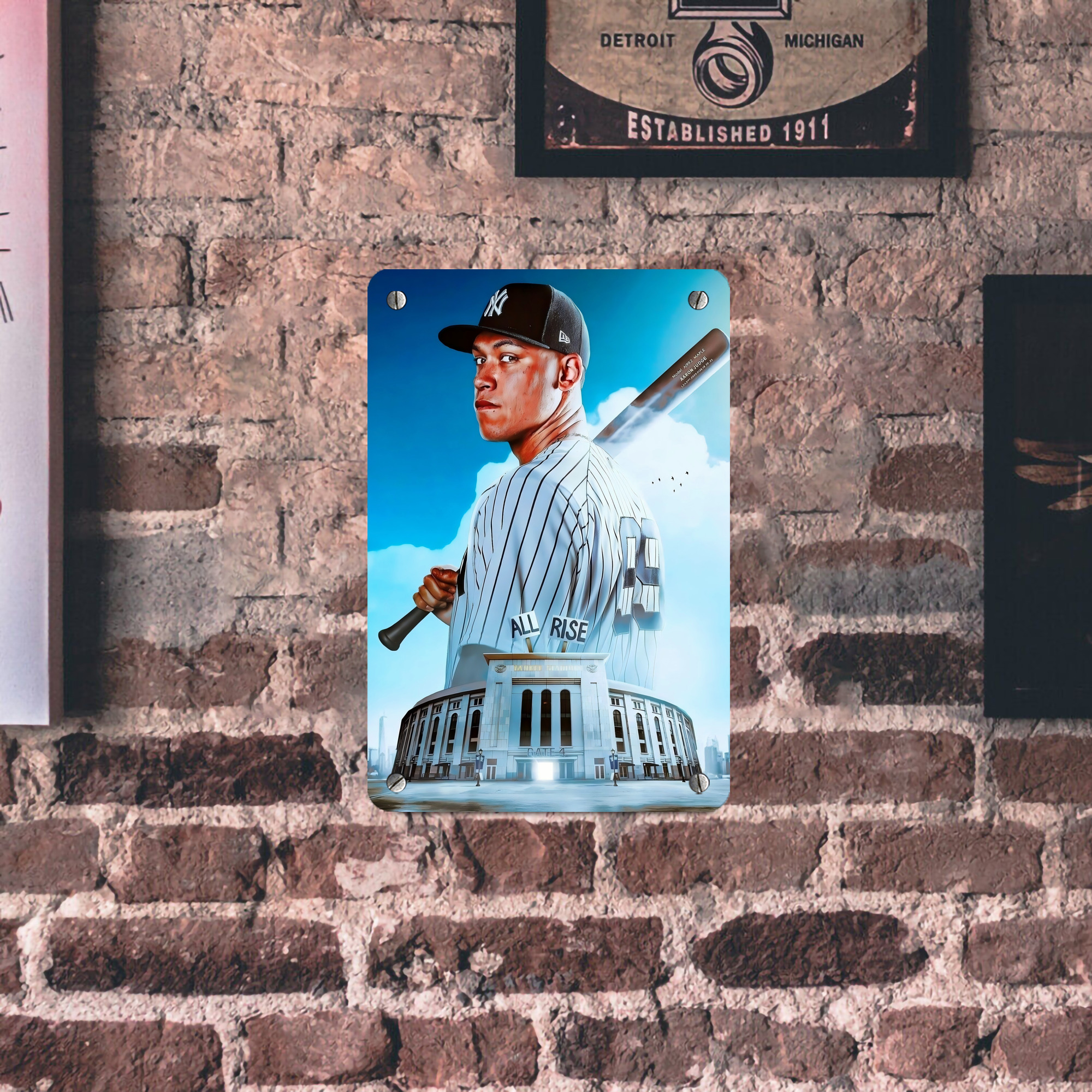 Aaron Judge 99 All Rise Metal Tin Sign 8x12inch - High-Quality Full-Print Decorative Wall Art, Durable Rust-Resistant Metal Plaque For Living Room, Bedroom, Kitchen, Office, Bar Décor