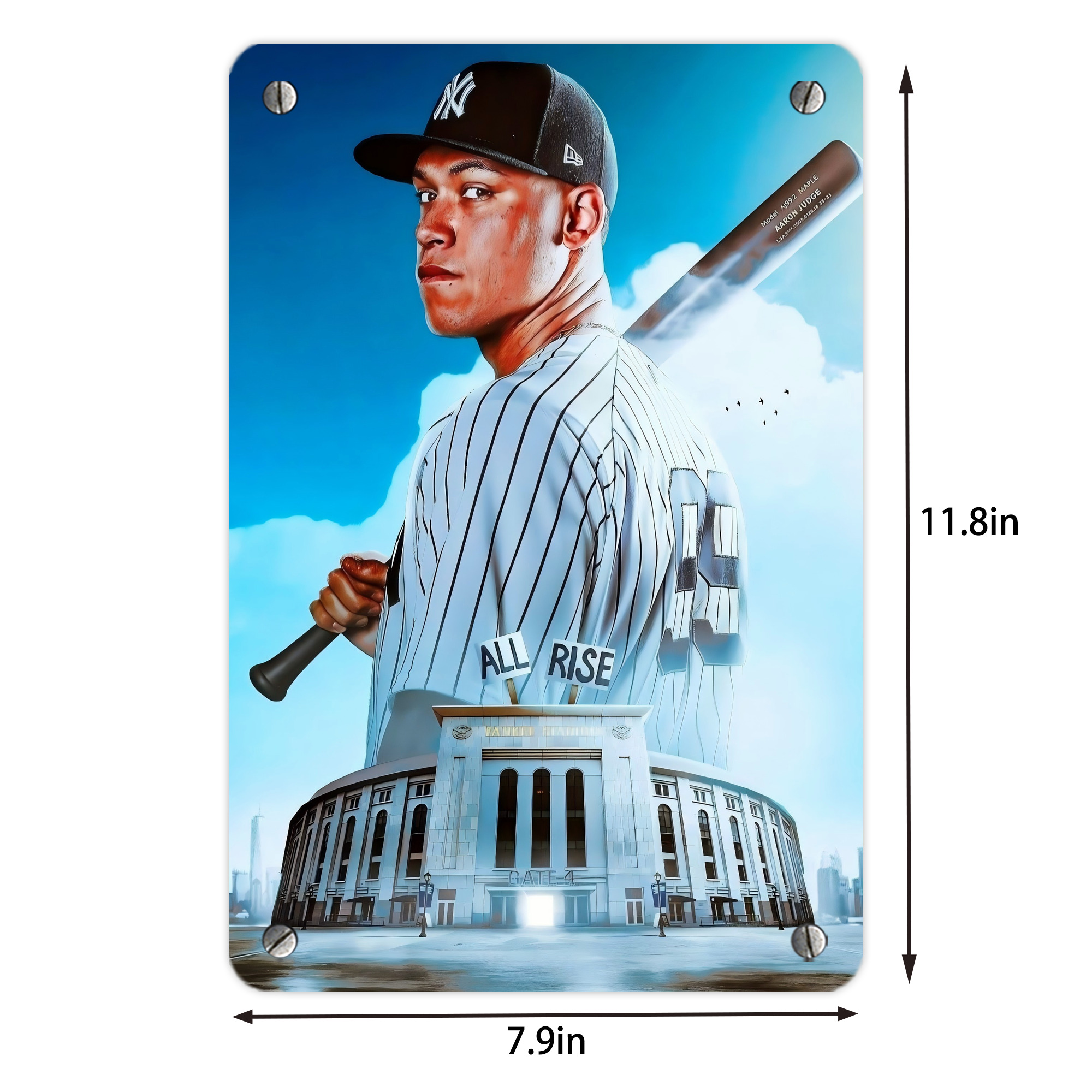 Aaron Judge 99 All Rise Metal Tin Sign 8x12inch - High-Quality Full-Print Decorative Wall Art, Durable Rust-Resistant Metal Plaque For Living Room, Bedroom, Kitchen, Office, Bar Décor