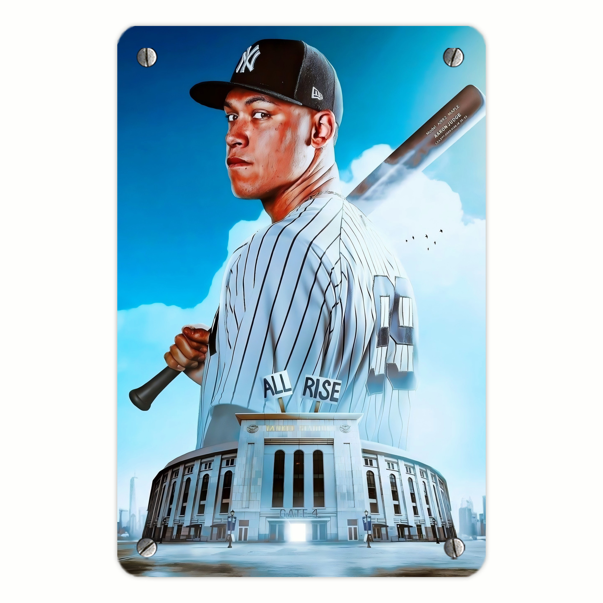 Aaron Judge 99 All Rise Metal Tin Sign 8x12inch - High-Quality Full-Print Decorative Wall Art, Durable Rust-Resistant Metal Plaque For Living Room, Bedroom, Kitchen, Office, Bar Décor