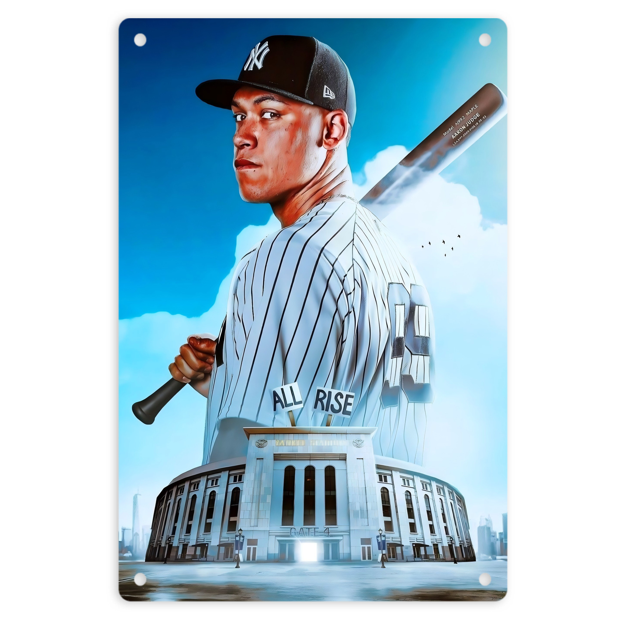 Aaron Judge 99 All Rise 8x12inch Vertical Aluminum Sign - Durable Fade-Resistant Indoor/Outdoor Safety & Information Plaque For Office, Hotel, Restaurant, Bar, Public Spaces