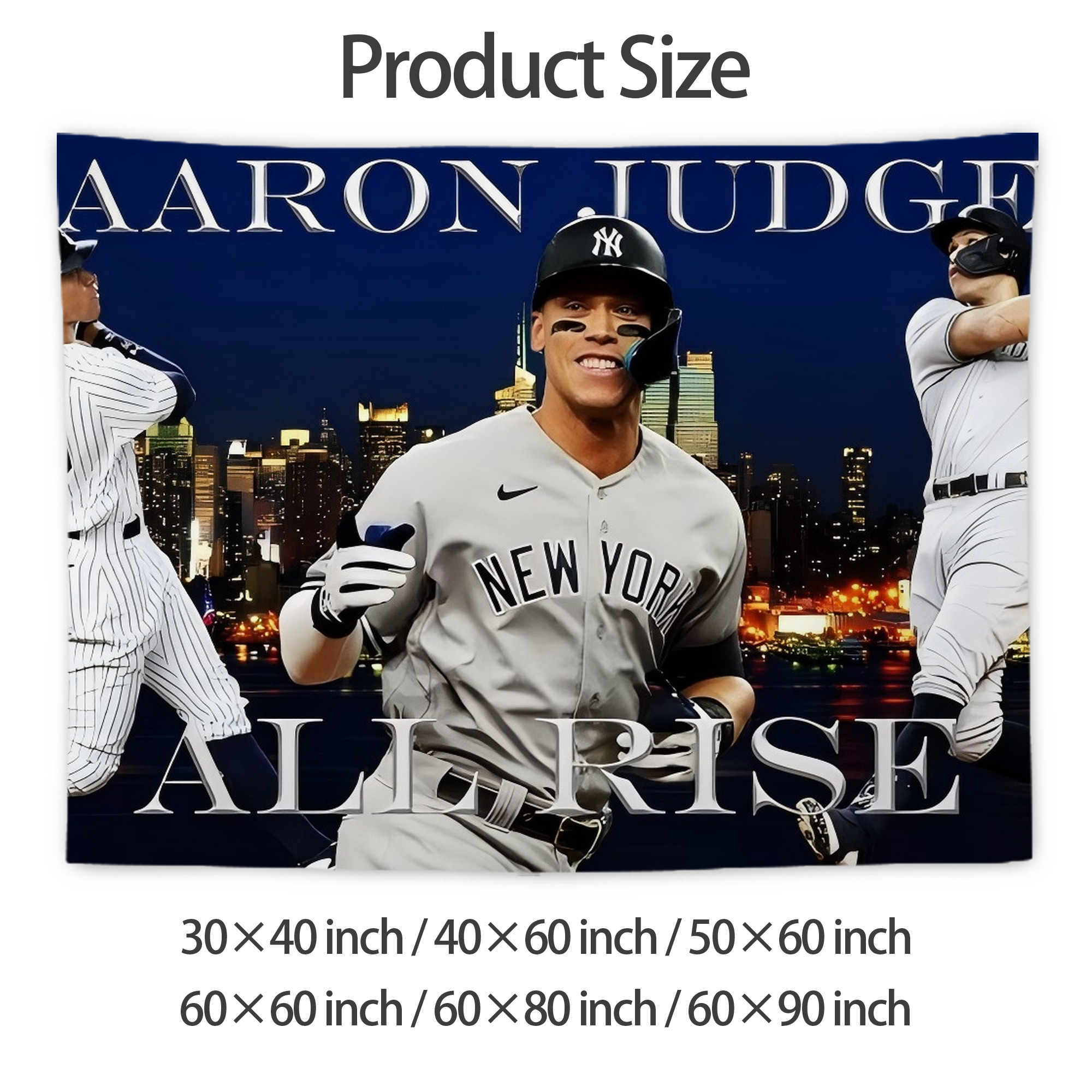 Aaron Judge 99 All Rise Wall Tapestry For Bedroom Aesthetic – Boho Style Polyester Fabric Wall Hanging With Hooks – 60 X 90 Inch Large Size, Lightweight, Durable, Easy To Hang