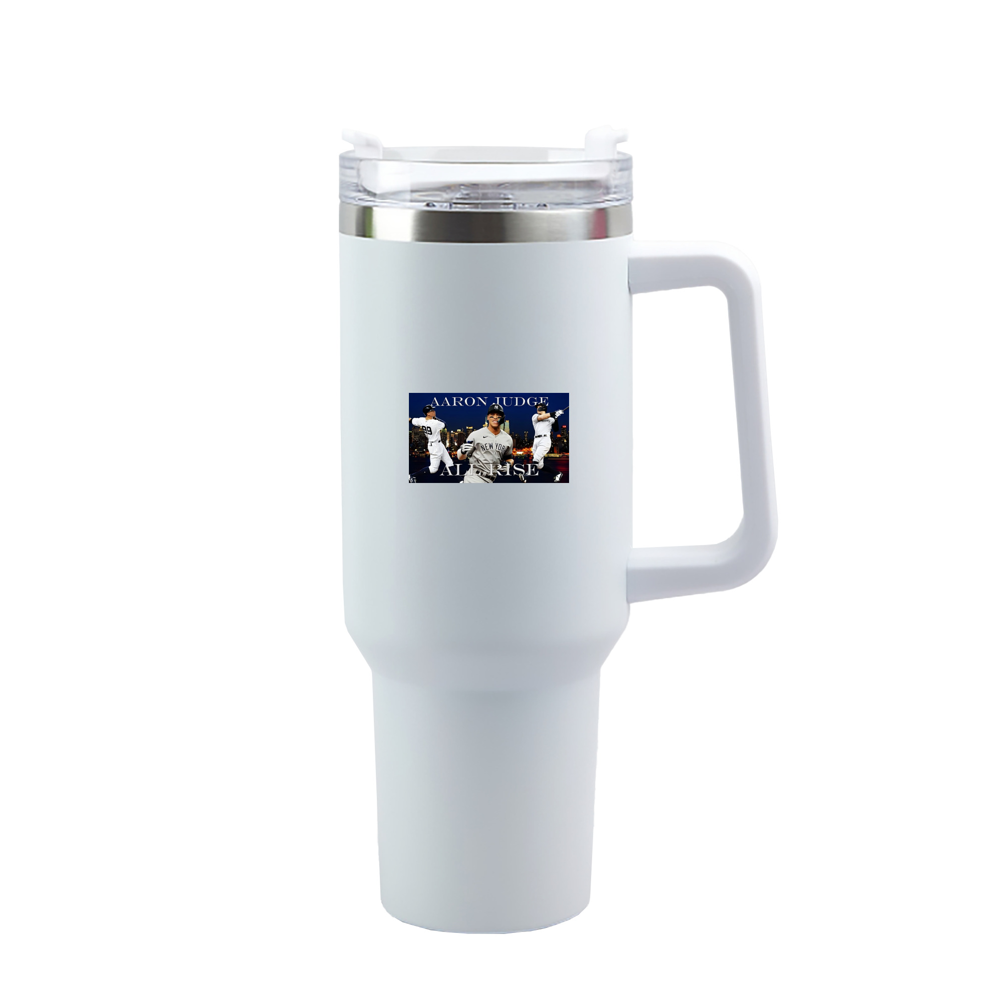Aaron Judge 99 All Rise 40oz Handle Car Tumbler – Durable Stainless Steel Travel Mug With UV Print – Double Wall Insulated, Fits Most Car Cup Holders