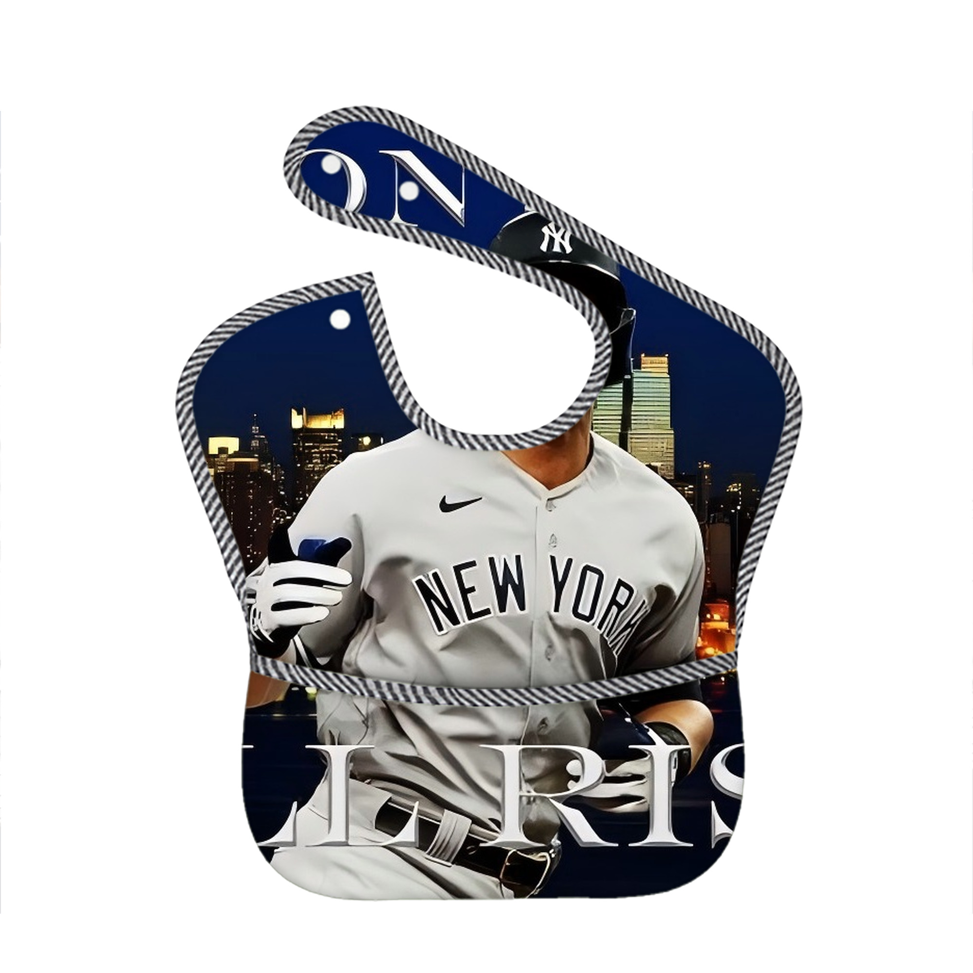 Aaron Judge 99 All Rise Adjustable Waterproof Toddler Bib – Full-Print Durable Polyester – Foldable Crumb Pocket – Easy Snap Closure – Soft
