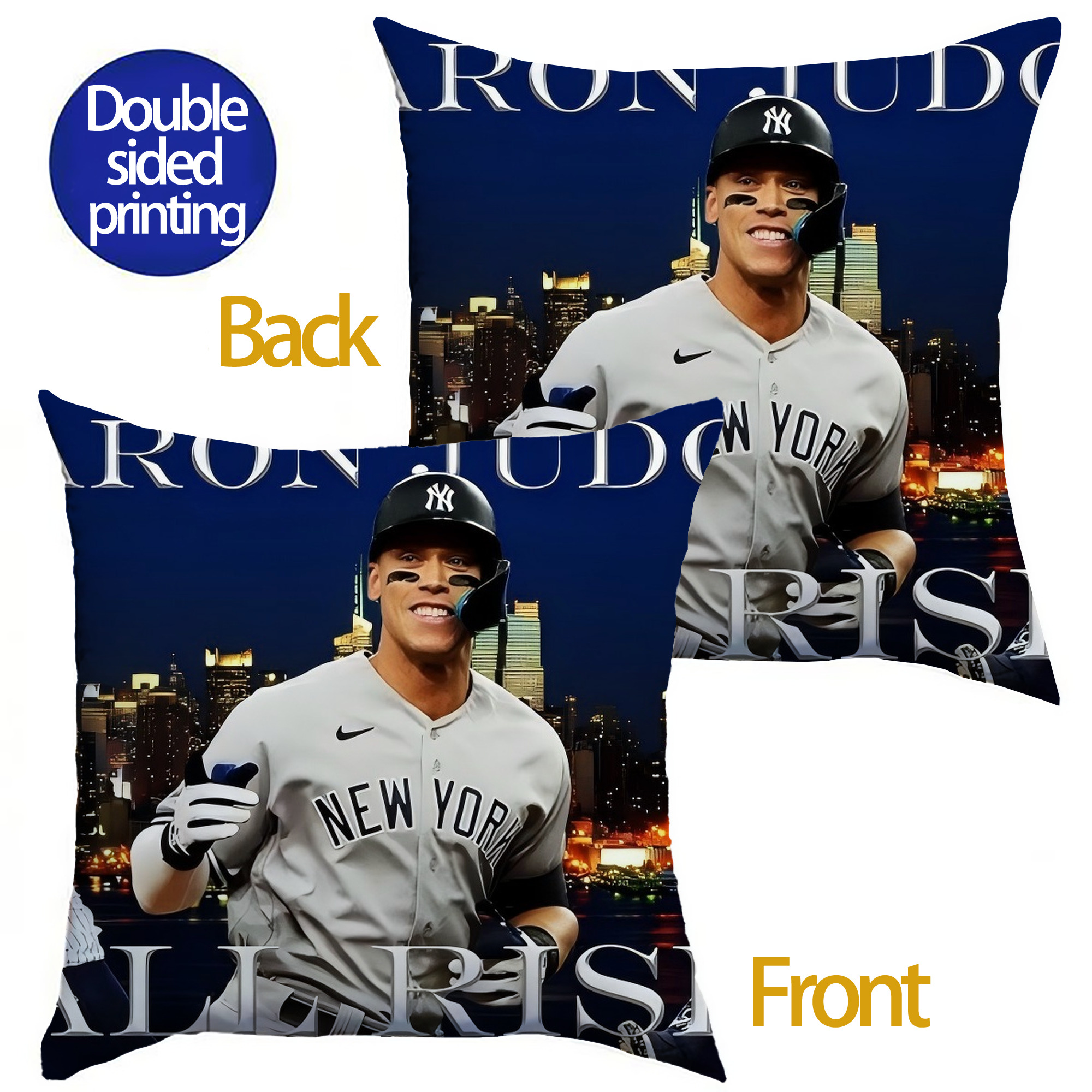 Aaron Judge 99 All Rise Soft Polyester Pillow Cover With Insert – Double-Sided Design, Invisible Zipper, Durable & Breathable – Easy Care Cushion Set