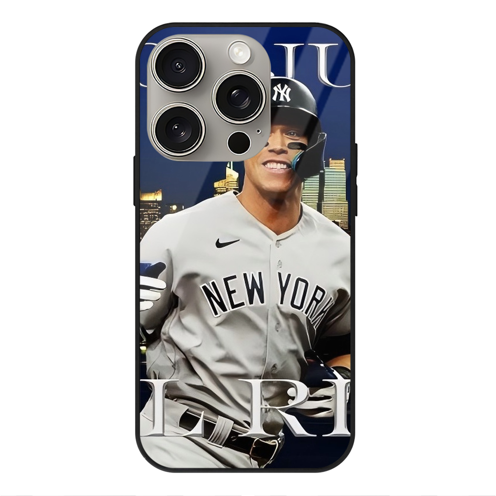 Aaron Judge 99 All Rise IPhone 15 Pro Mirror Phone Case – UV Printed Glass + TPU – Scratch-Resistant, Wireless Charging Compatible, Precise Fit & Stylish Design