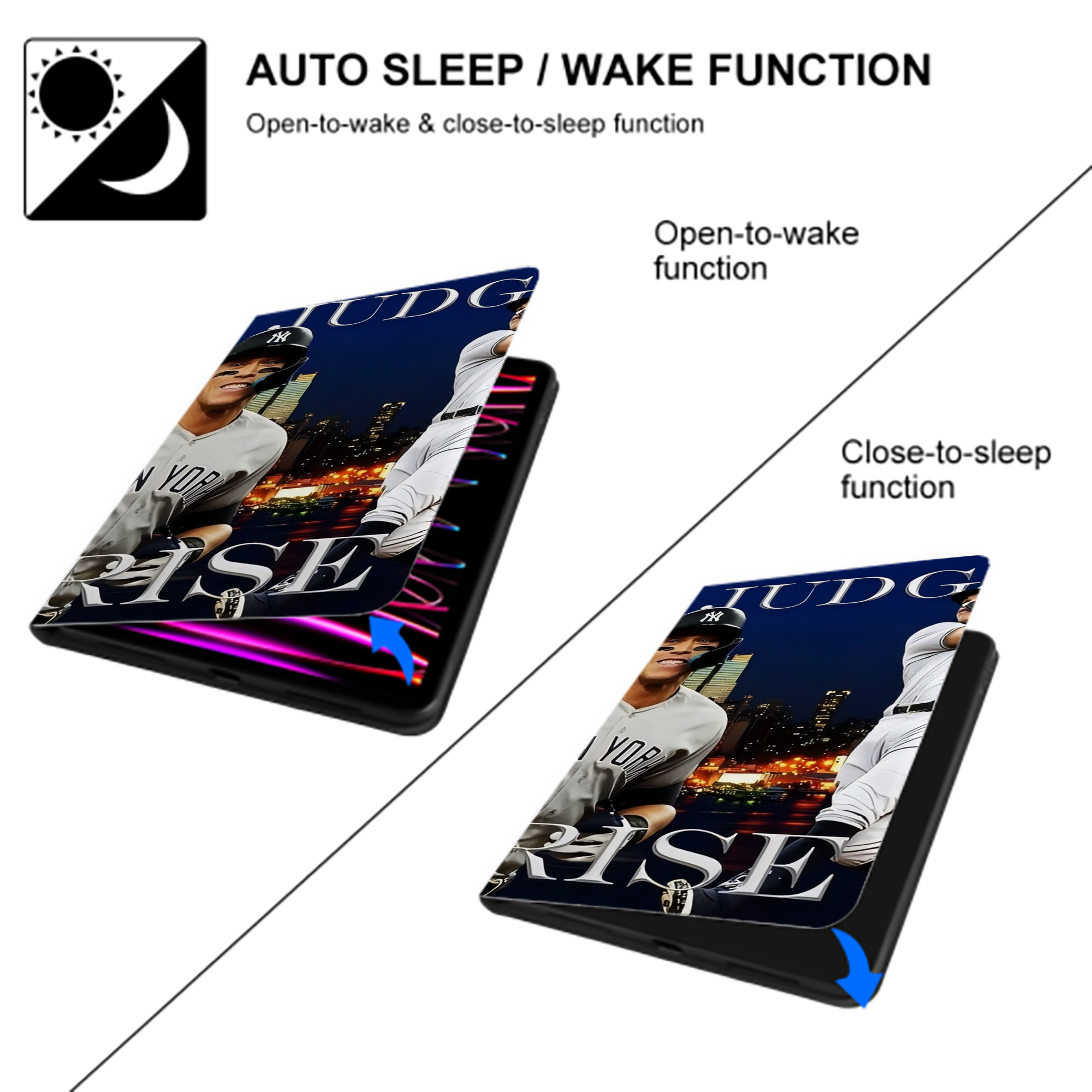 Aaron Judge 99 All Rise IPad Case Without Pencil Slot – Book-Style Cover With PU Leather & TPU – Slim, Durable, Scratch-Resistant, Full Protection & Easy Access