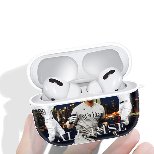 Aaron Judge 99 All Rise AirPods Pro Hard Case White With Keychain, Durable Flexible PC, Precise Cutouts, Anti-Fingerprint, Yellowing & Scratch Resistant, Full Protection, Washable