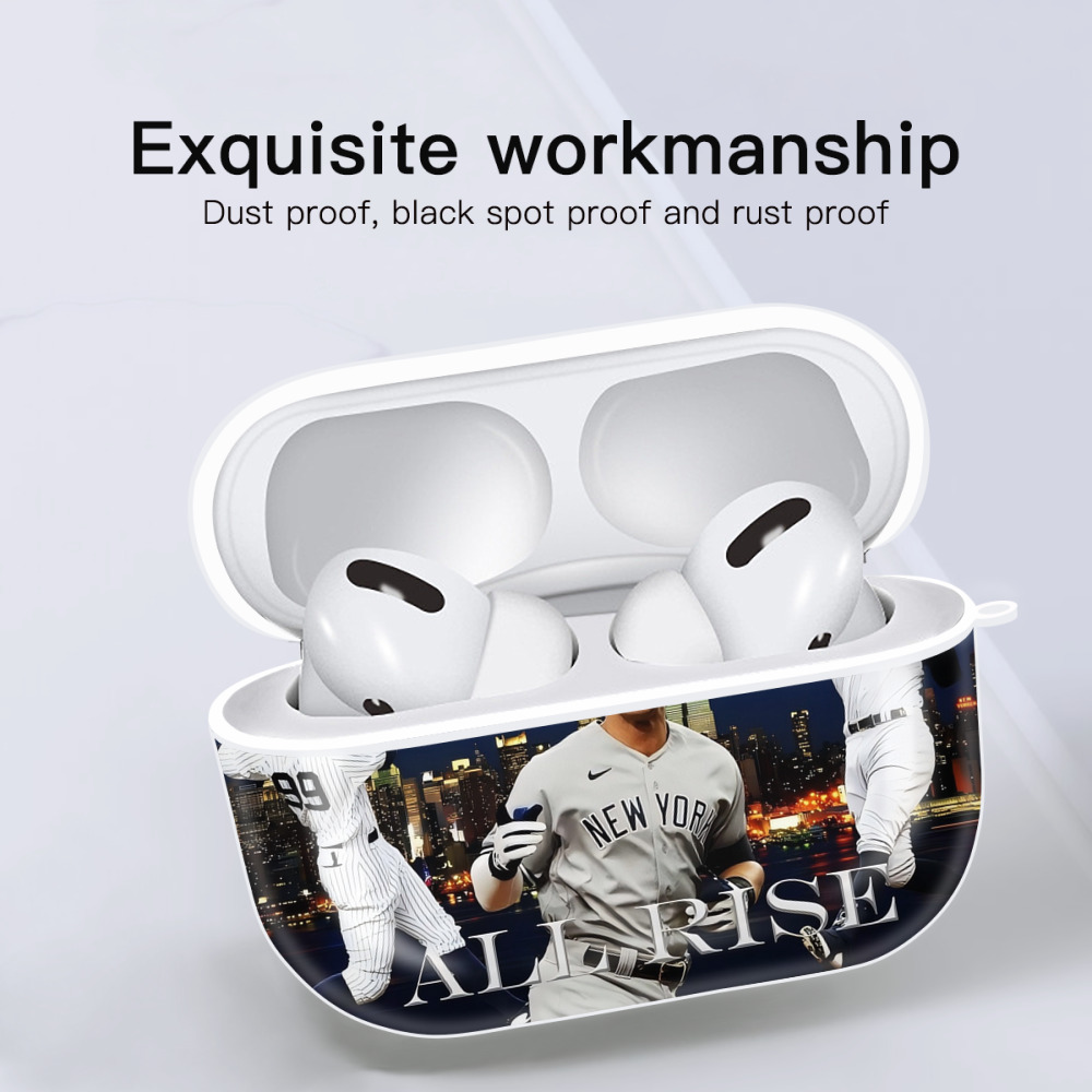 Aaron Judge 99 All Rise AirPods Pro Hard Case White With Keychain, Durable Flexible PC, Precise Cutouts, Anti-Fingerprint, Yellowing & Scratch Resistant, Full Protection, Washable