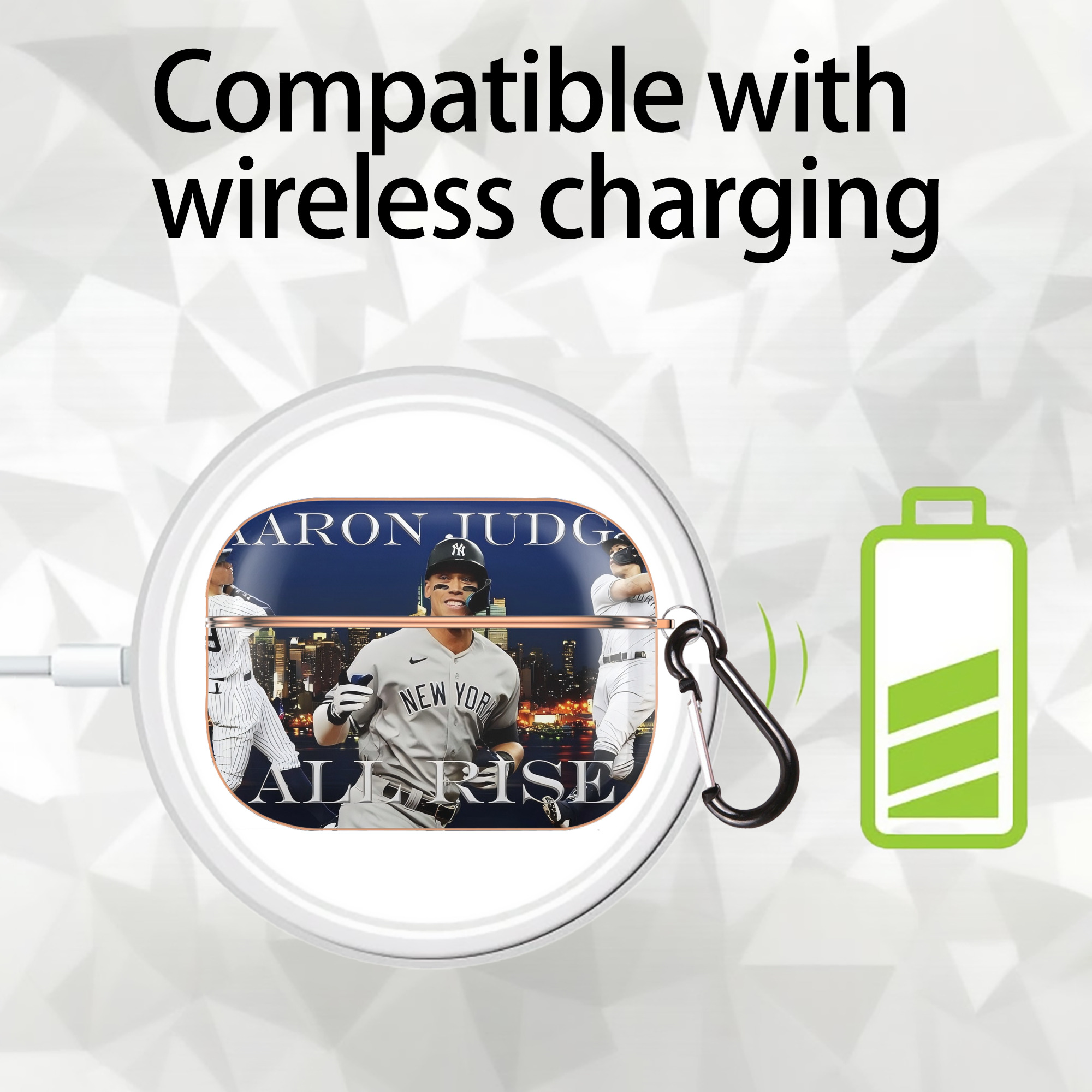 Aaron Judge 99 All Rise AirPods Pro Protective Case Rose Gold, Flexible PC Material, Precise Fit, Anti-Slip Cover, Full Protection, Fingerprint Resistant, Washable With Keychain