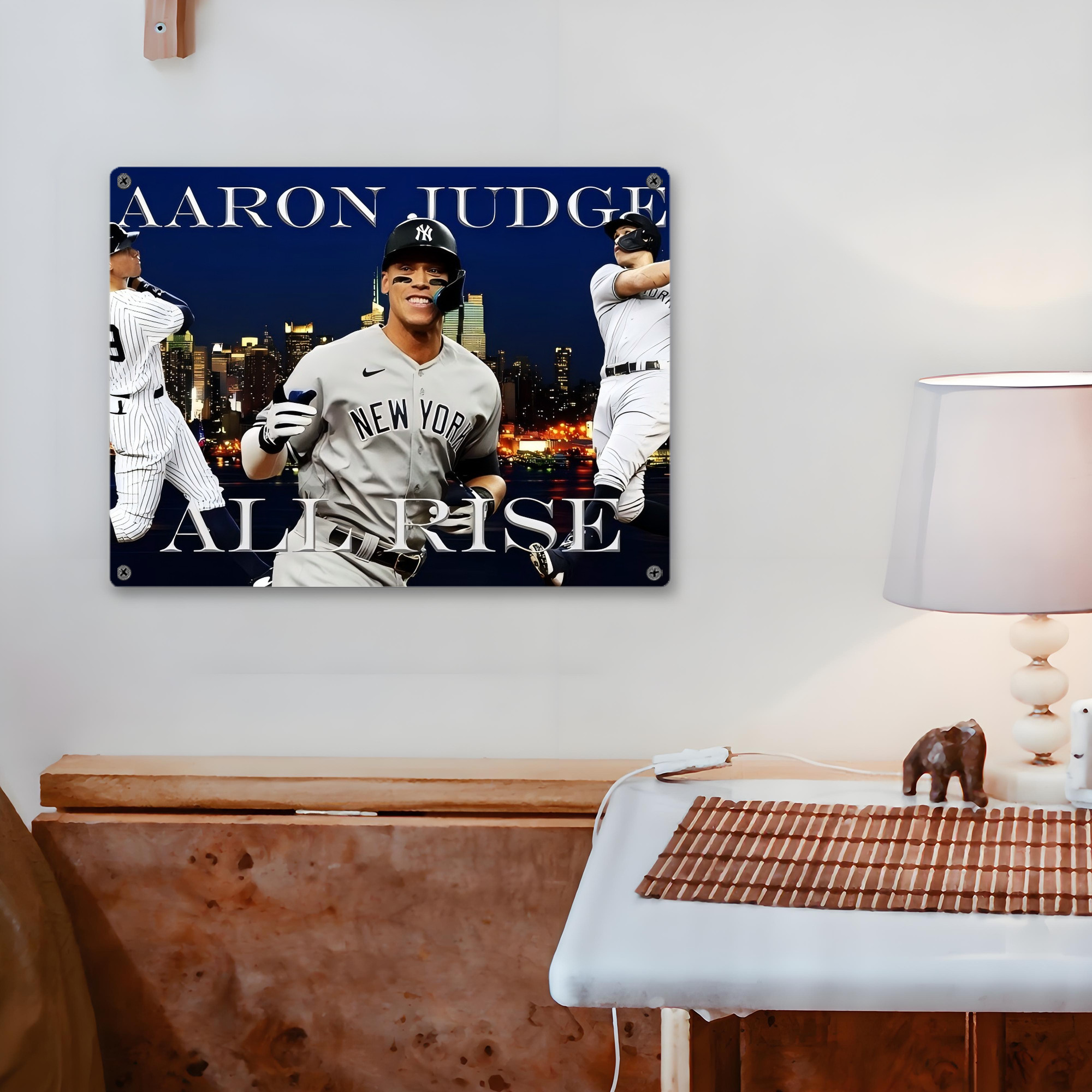 Aaron Judge 99 All Rise Vintage Metal Tin Sign 16x12 – Full-Print Iron Wall Decor – Durable, Fade-Resistant – Easy To Hang – Ideal For Home, Bar, Kitchen & Office Decor