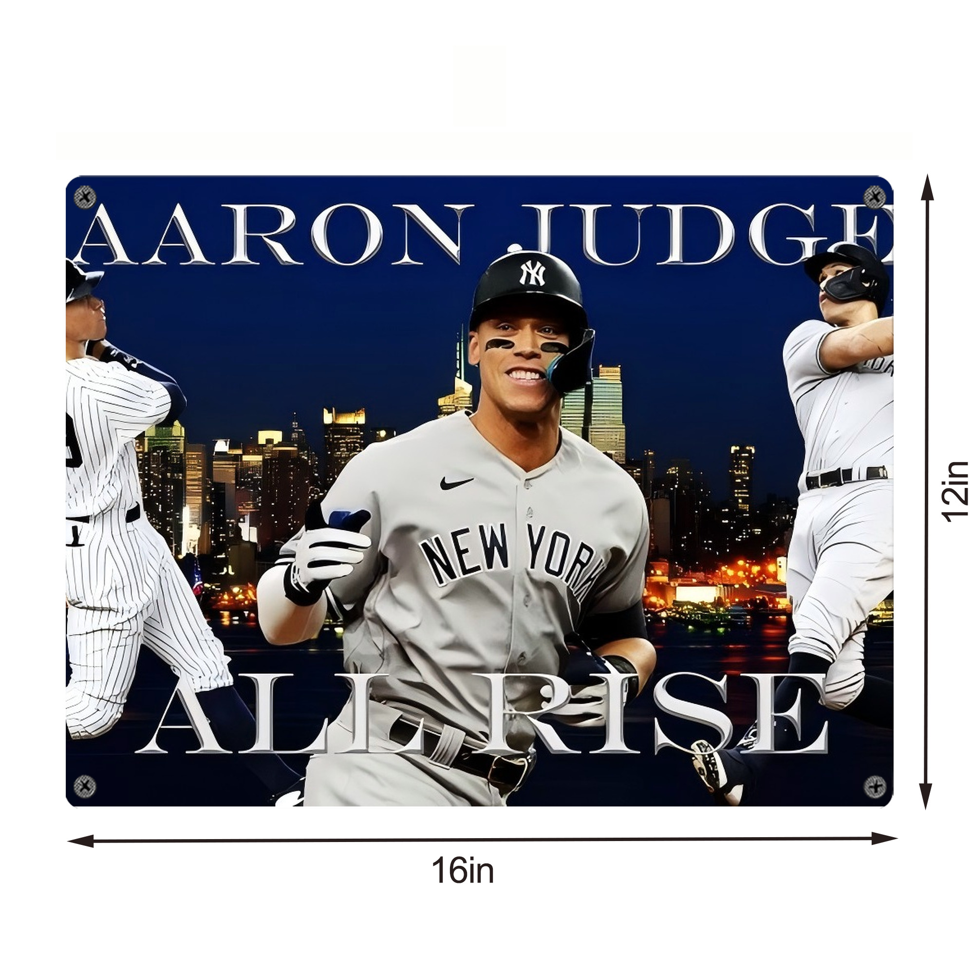 Aaron Judge 99 All Rise Vintage Metal Tin Sign 16x12 – Full-Print Iron Wall Decor – Durable, Fade-Resistant – Easy To Hang – Ideal For Home, Bar, Kitchen & Office Decor