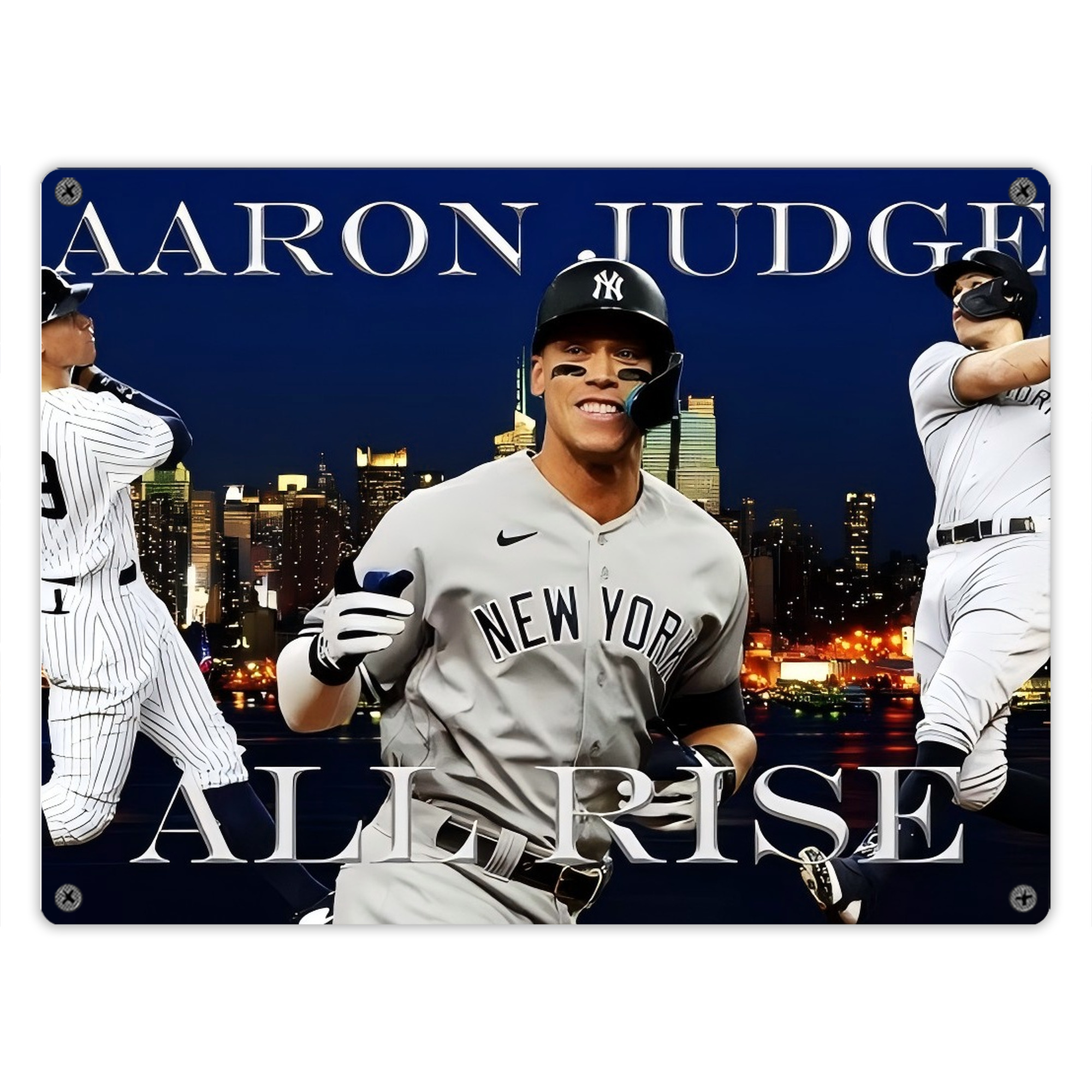 Aaron Judge 99 All Rise Vintage Metal Tin Sign 16x12 – Full-Print Iron Wall Decor – Durable, Fade-Resistant – Easy To Hang – Ideal For Home, Bar, Kitchen & Office Decor
