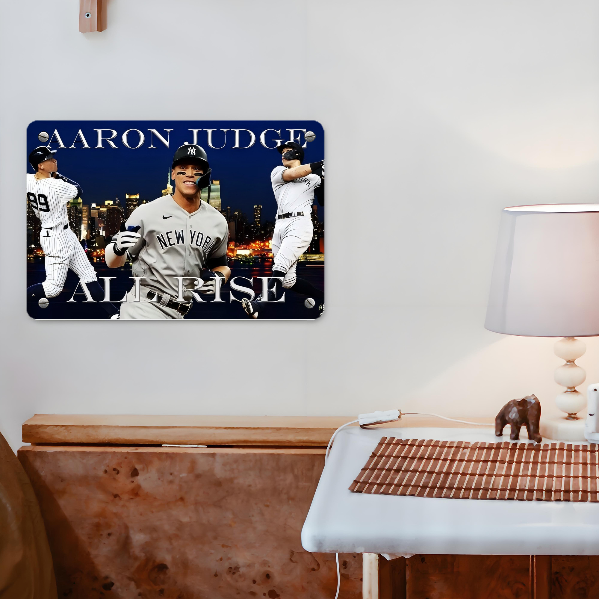 Aaron Judge 99 All Rise Metal Tin Sign 12x8inch - Premium Full-Print Decorative Wall Art, Durable Rust-Resistant Metal Plaque For Living Room, Bedroom, Kitchen, Office, Bar Décor